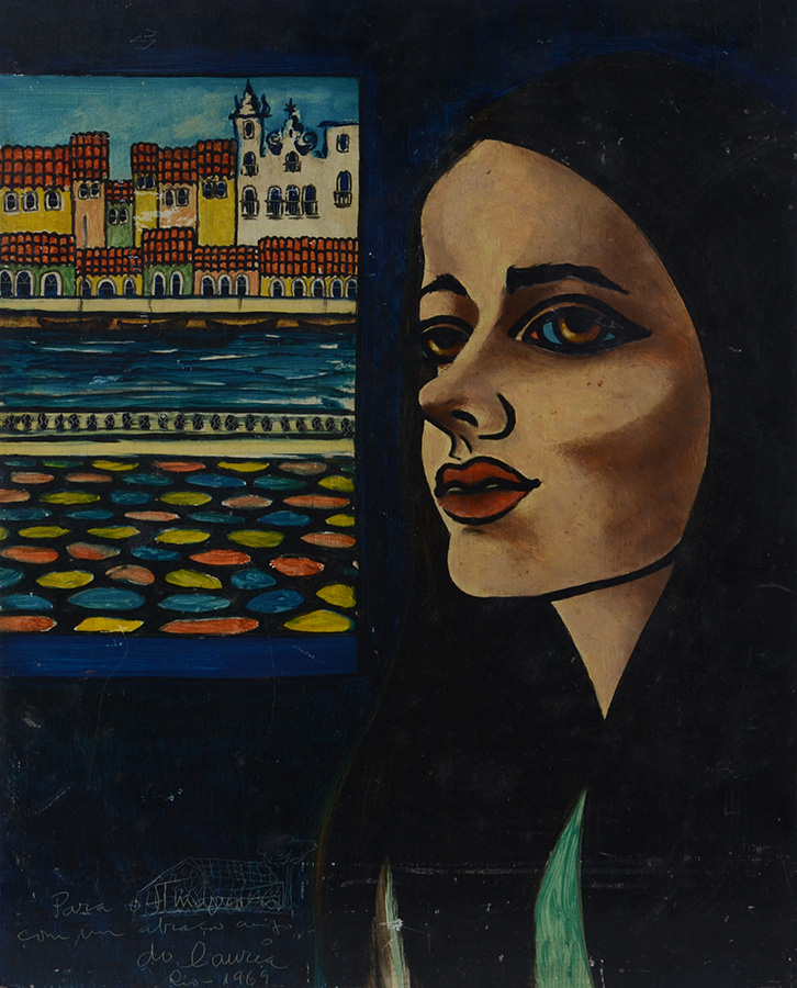 LAURIA - Figura feminina e paisagem - ose - 49 x 40 - Datado 1969... - foto 2 de 4