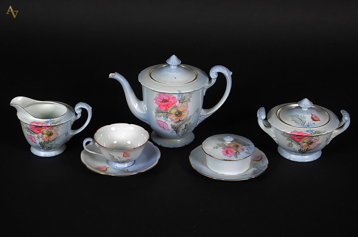 Serviço de chá de porcelana japonesa NORITAKE, decoração floral em... - foto 1 de 2