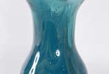 Vaso  de murano azul leitoso, borda feitio babado. - Vaso  de murano azul leitoso, borda feitio babado.