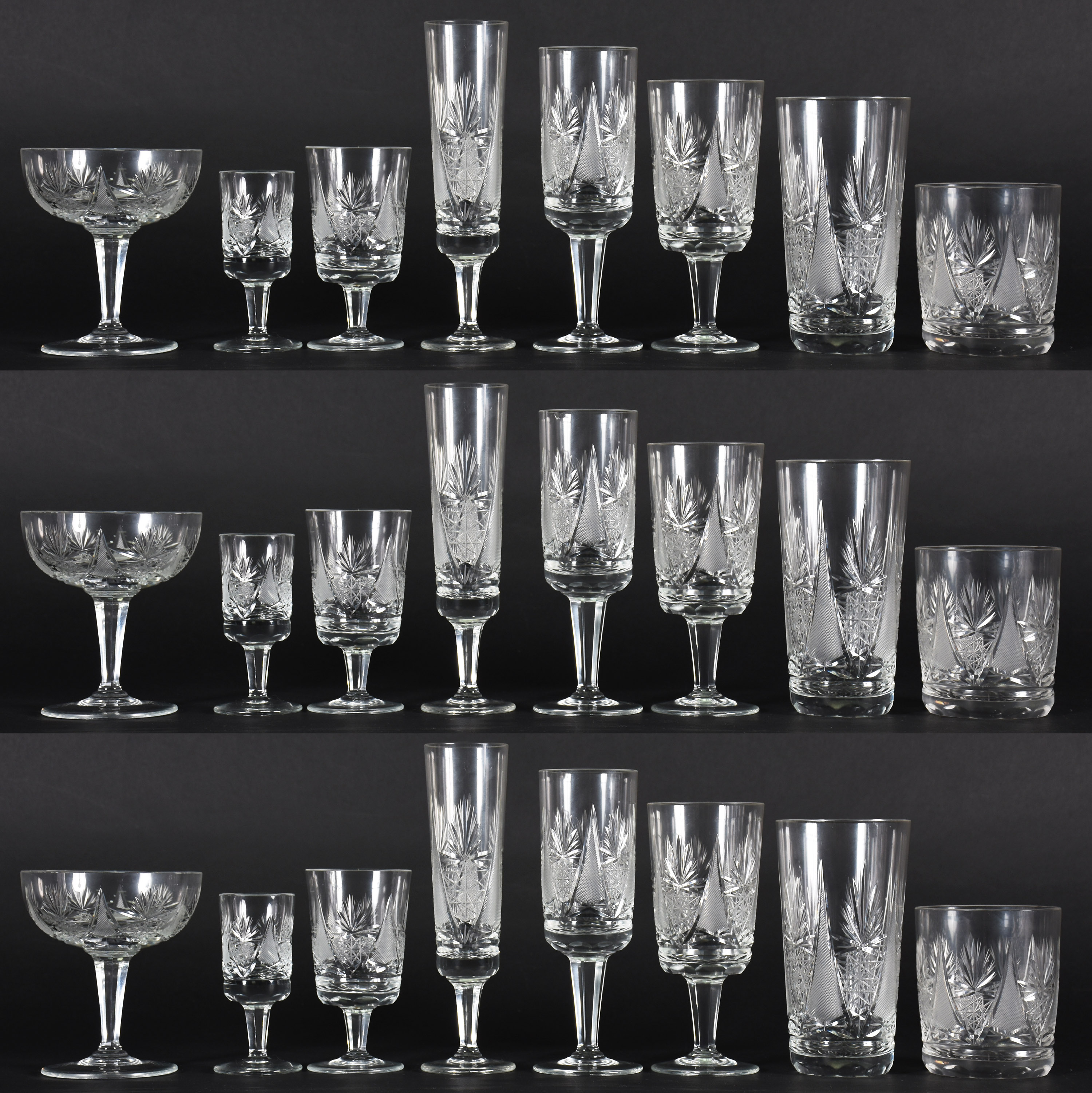 Serviço de cristal lapidado, composto de; 11 copos longos , 8 curtos... - foto 1 de 5