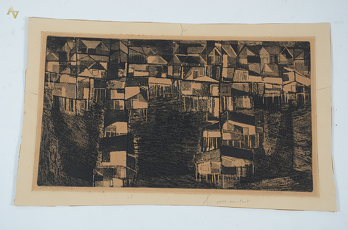 ROSSINI PEREZ - Favela - litogravura P. A - 30 x 51 - Datado 1956... - foto 1 de 2
