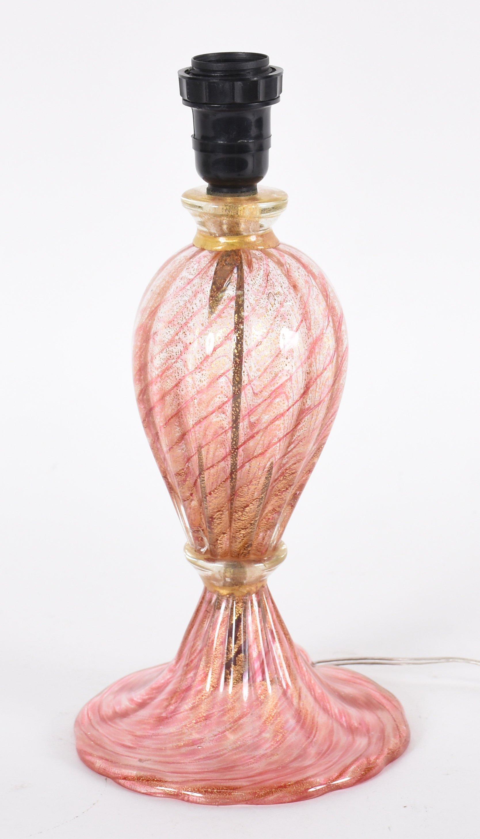 Base de abatjour de Murano italiano na cor rosa com pó de ouro. - foto 1 de 2