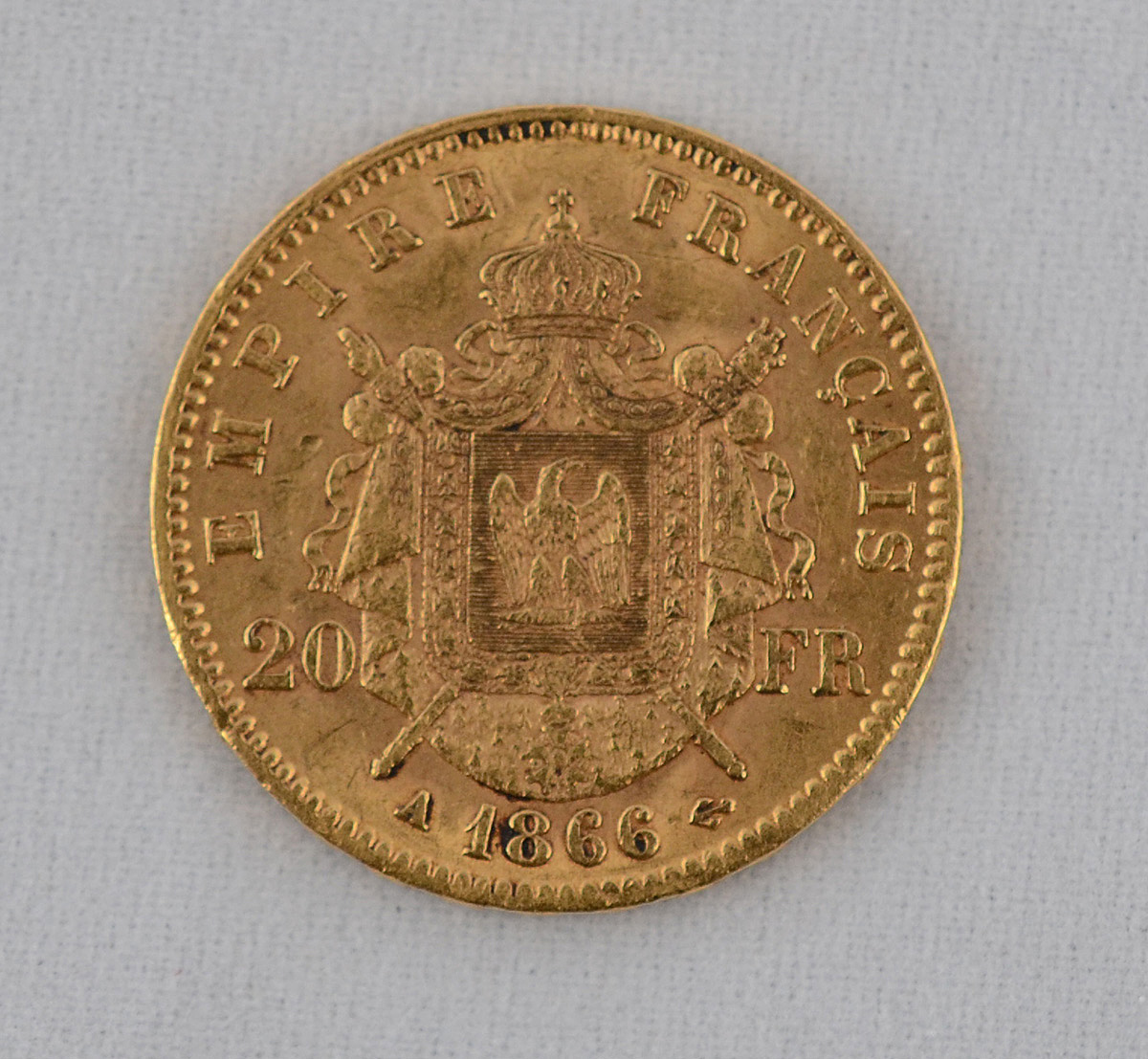 Moeda francesa 20 francos, de ouro teor 900, datada 1866 - Napoleon... - foto 2 de 2
