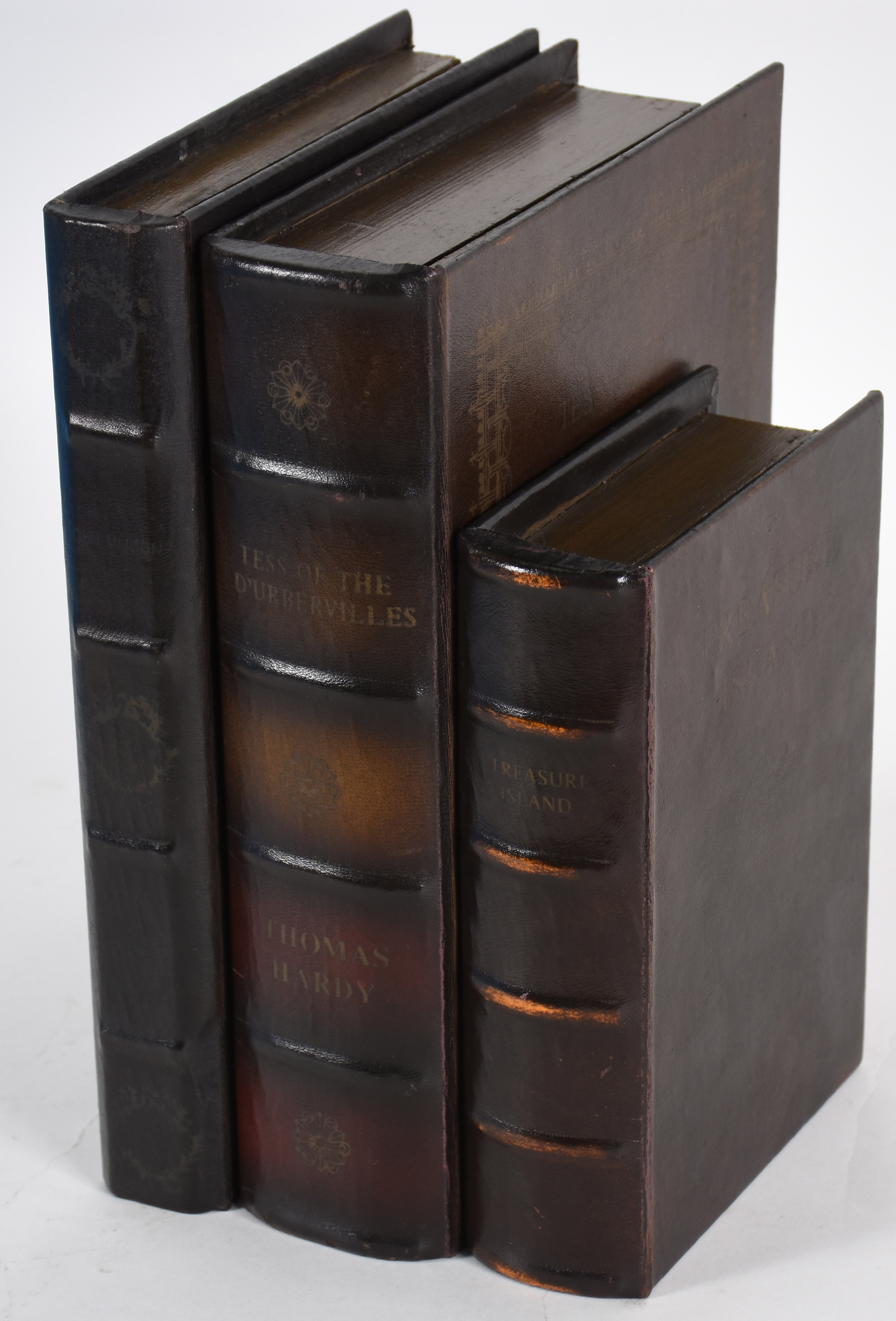 Três caixas de madeira em forma de livros - foto 1 de 3