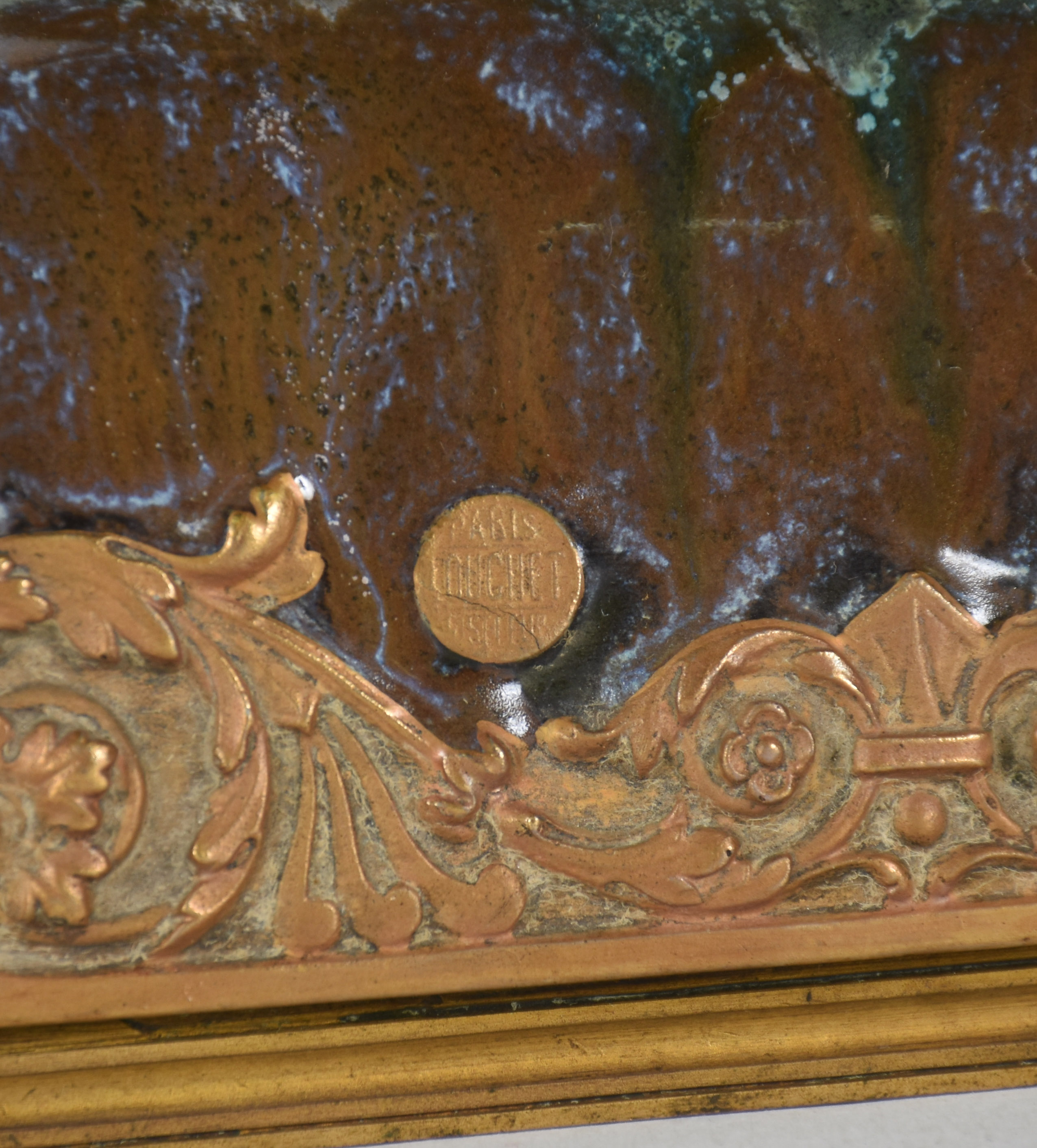 Tinteiro de porcelana francesa com guarnição de bronze, tampa... - foto 6 de 7