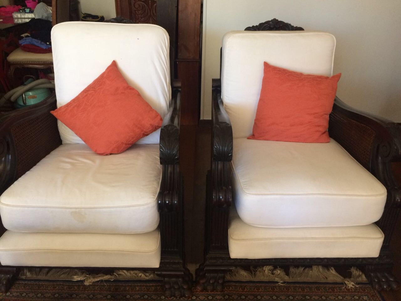 Conjunto de sofá de 3 lugares e par de poltronas com palhinha dupla e... - foto 2 de 7