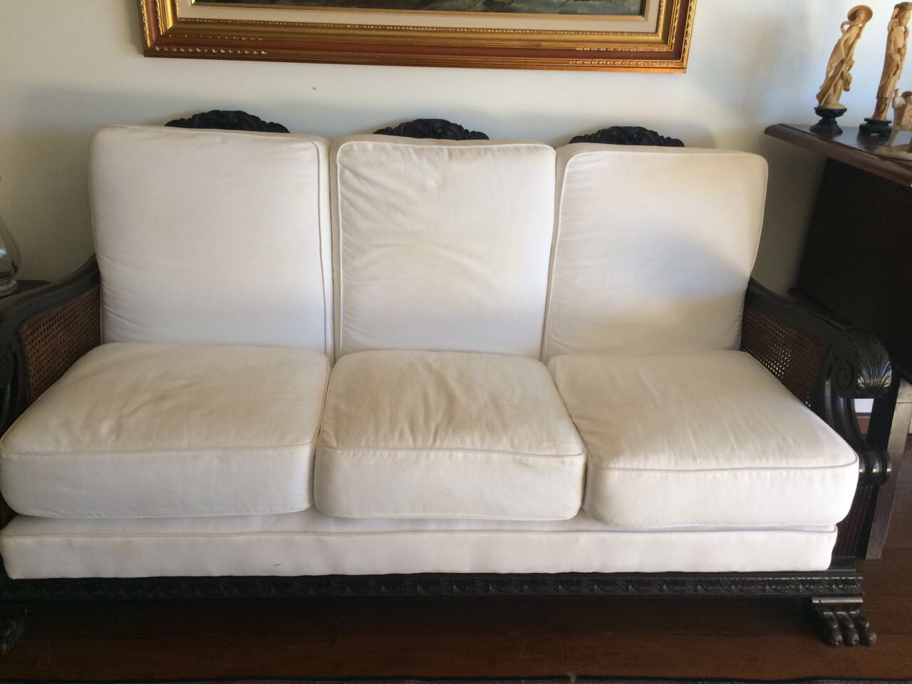 Conjunto de sofá de 3 lugares e par de poltronas com palhinha dupla e... - foto 4 de 7
