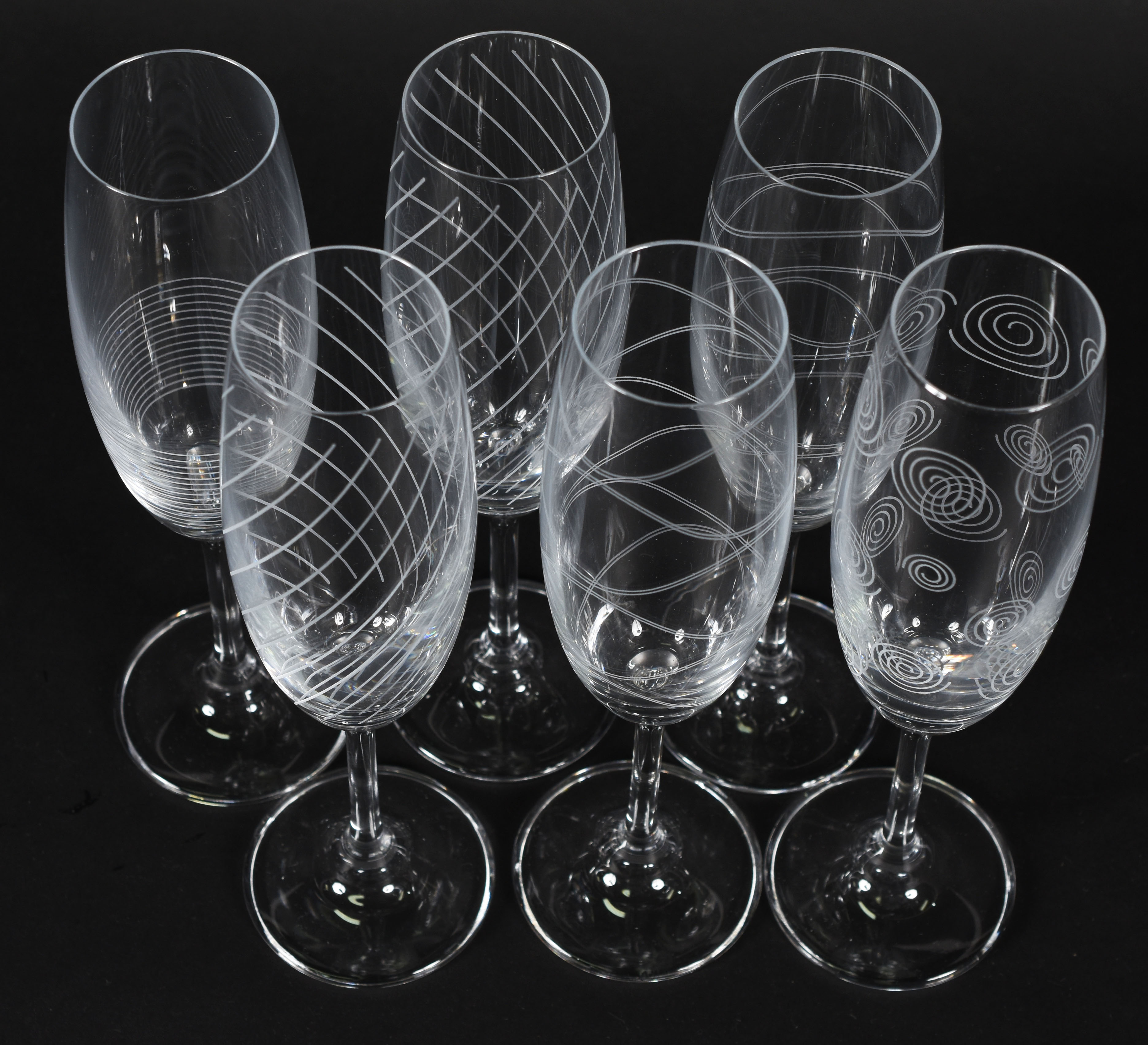 Seis flutes de cristal da bohemia 210 ml desenhada - foto 2 de 2