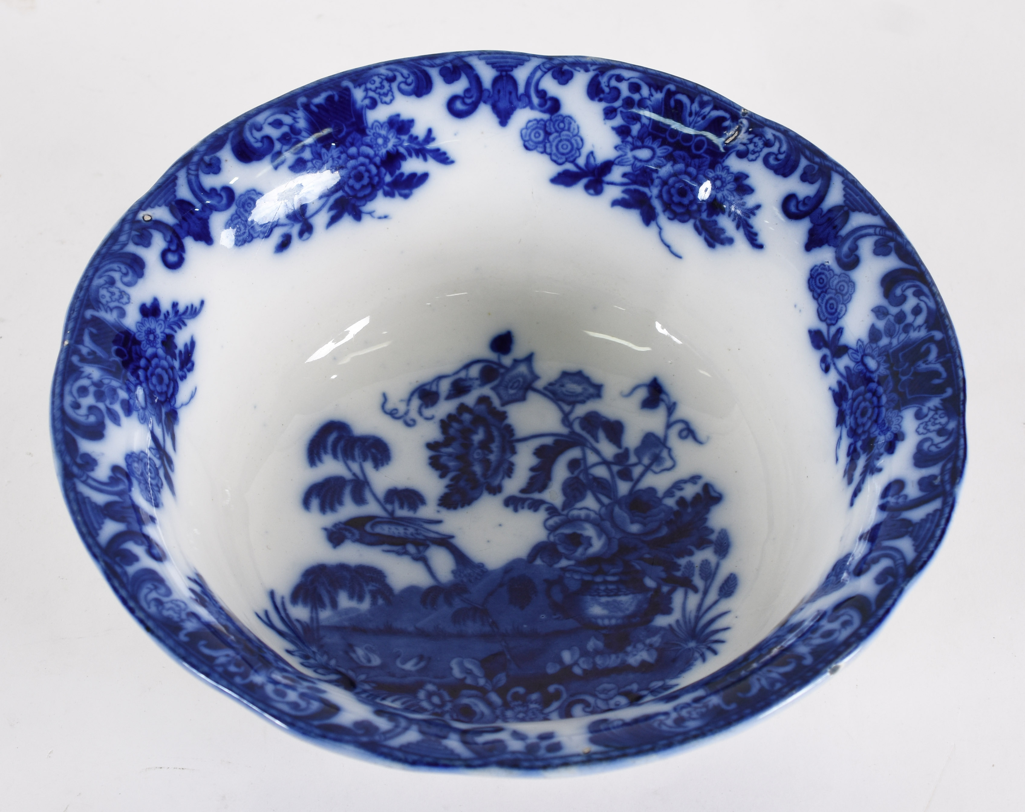 Saladeira inglesa de porcelana Copeland azul borrão . Medidas 9 x 25... - foto 1 de 6