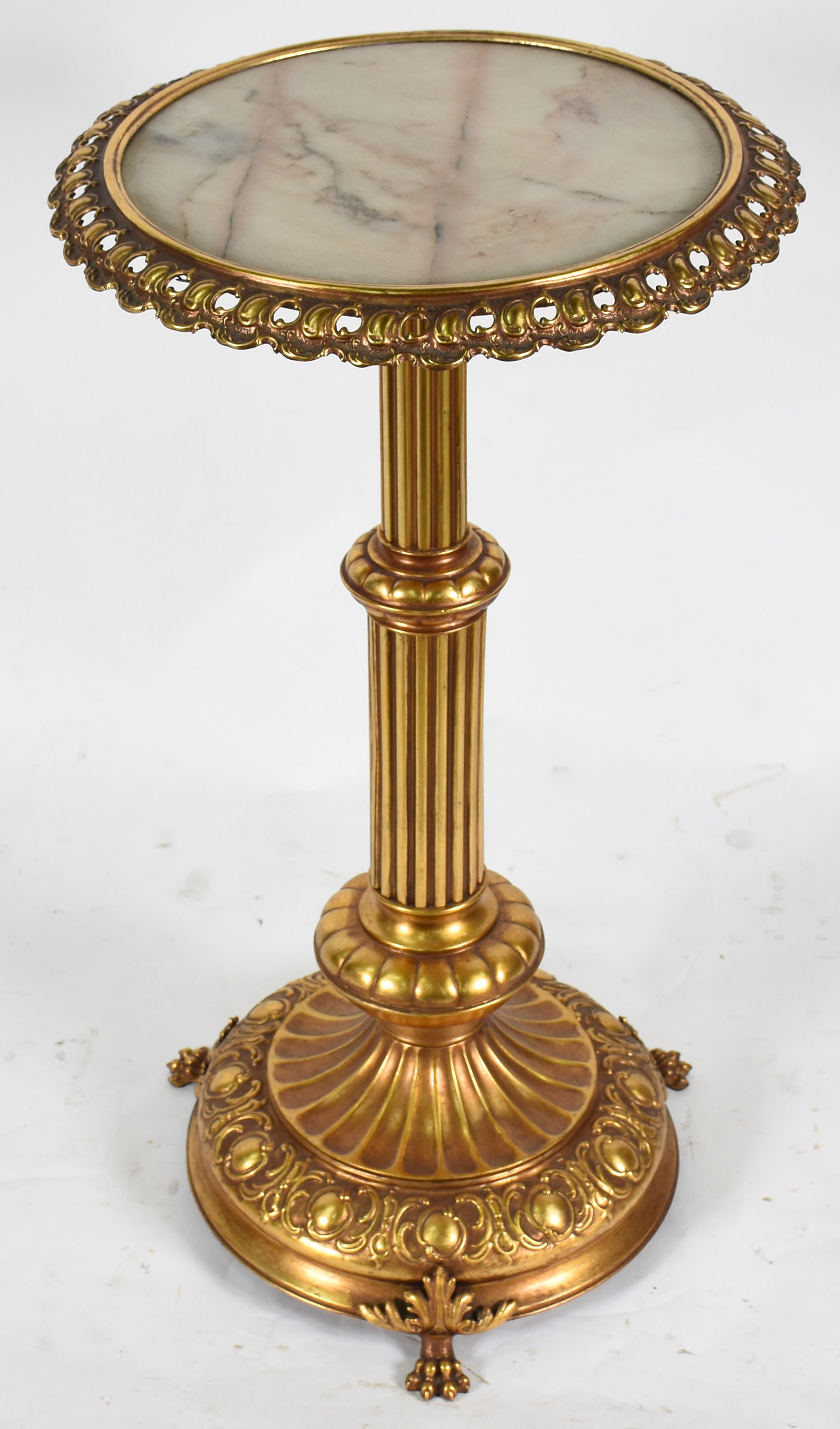 Coluna de metal dourado com tampo de mármore . medidas 80 alt x 45... - foto 1 de 3