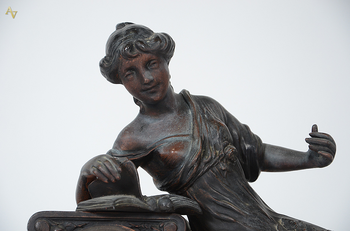 Terno de bronze frances, ART NOUVEAU com bases de mármore, composto... - foto 2 de 3