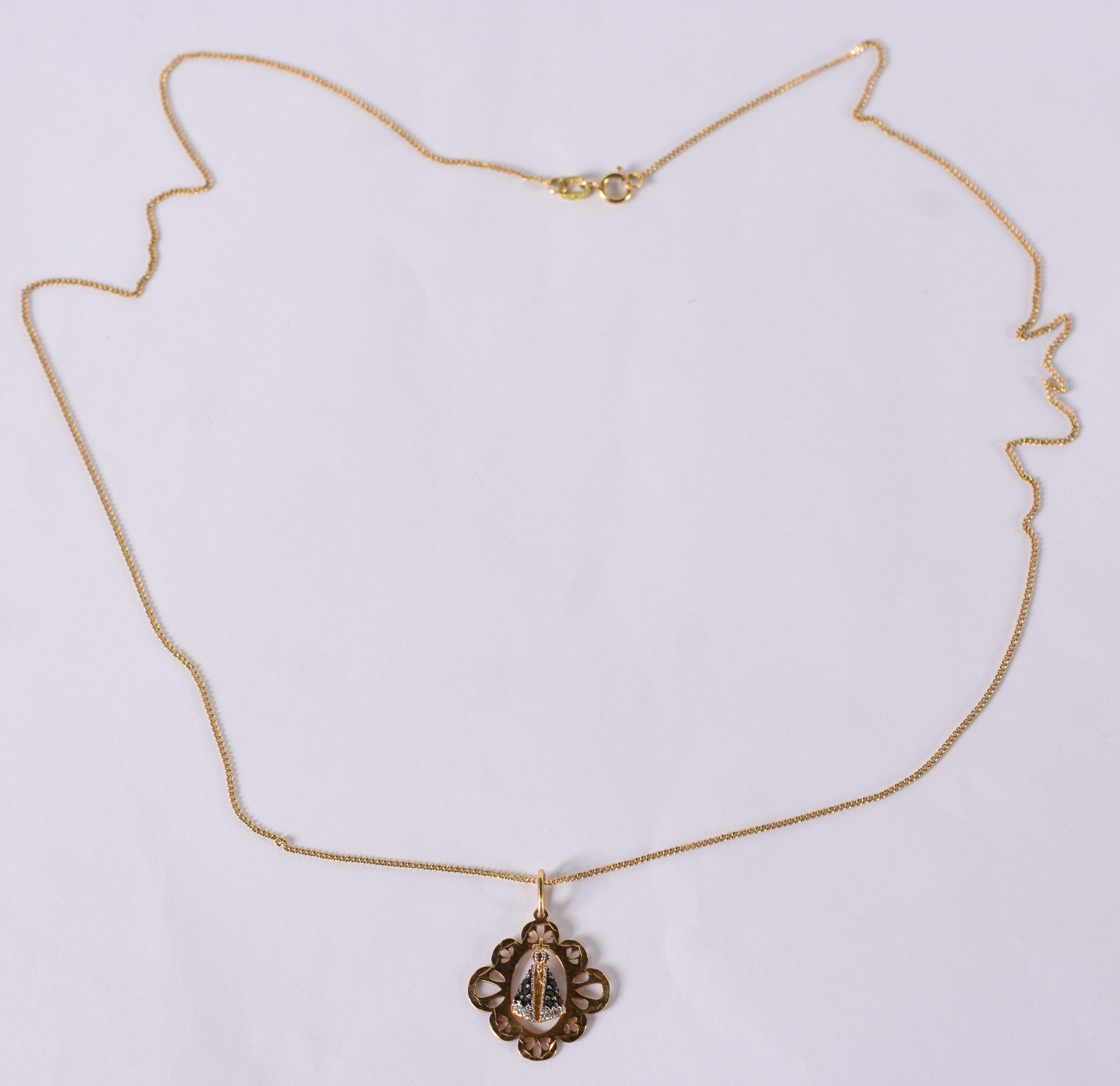 Gargantilha de ouro amarelo com pingente de N.Sra Aparecida . 60 cm... - foto 1 de 3