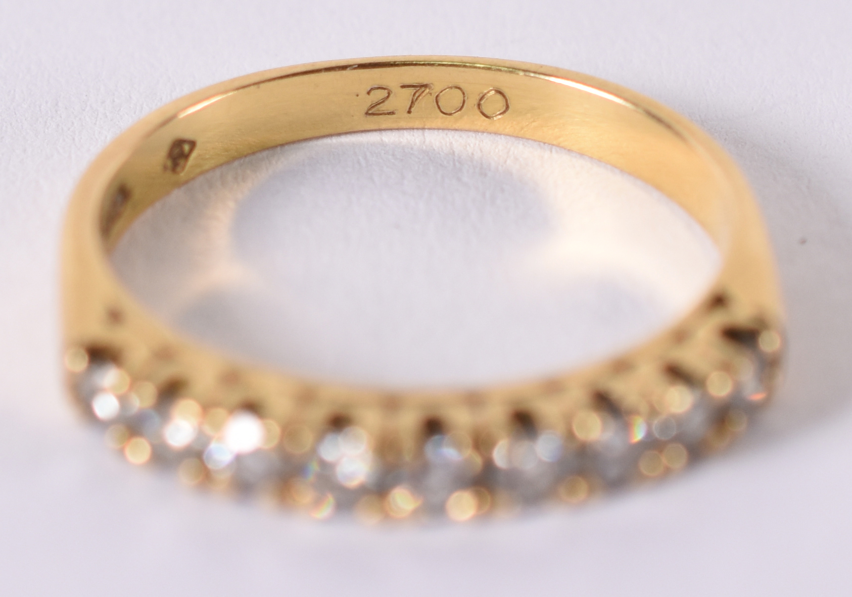 meia aliança de ouro amarelo com 9 brilhantes de 0,5 ct . Aro 15 2,8... - foto 3 de 5