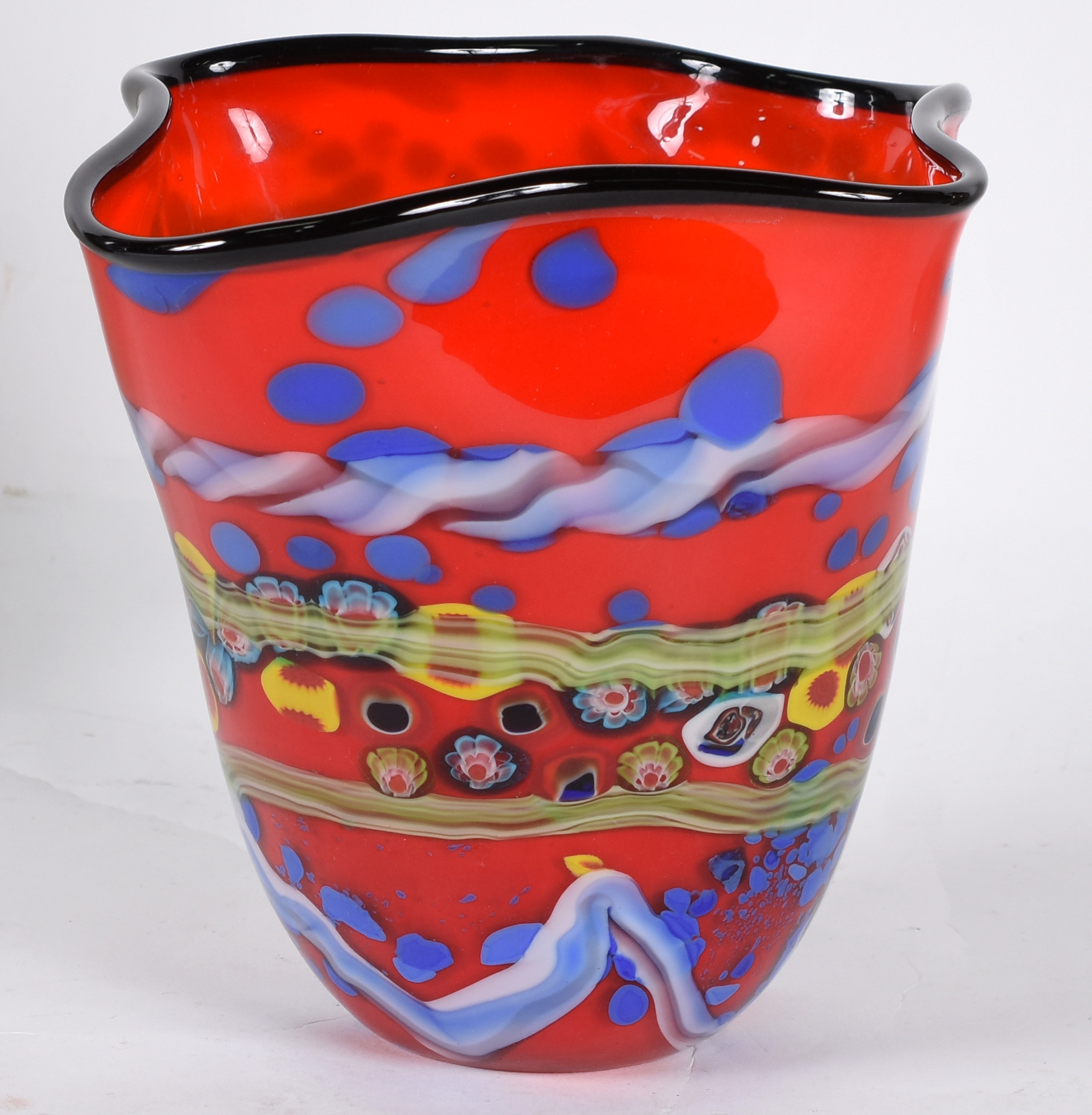 cachepot de Murano vermelho (furado no fundo e pequenos lascados) 20... - foto 2 de 4