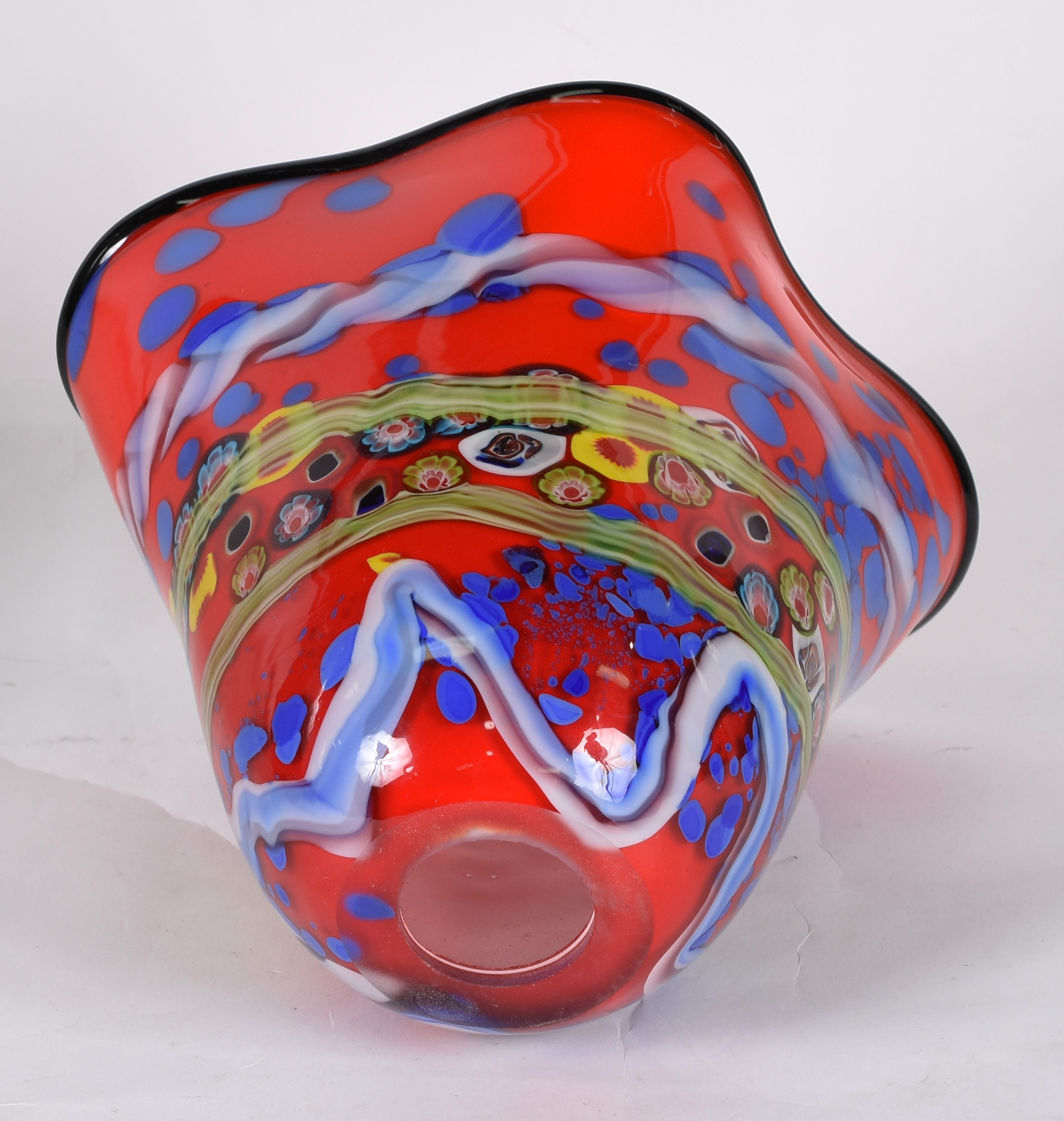 cachepot de Murano vermelho (furado no fundo e pequenos lascados) 20... - foto 3 de 4