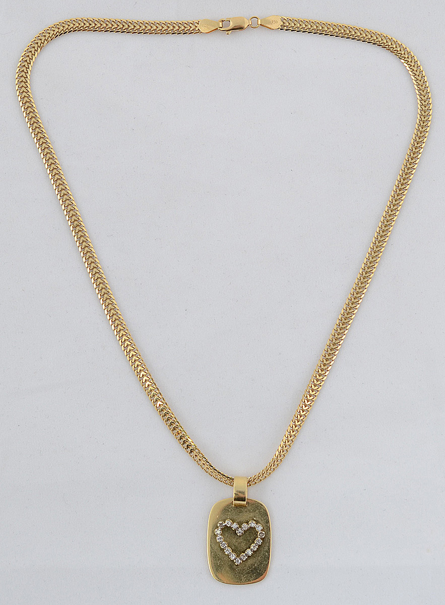 Gargantilha de ouro amarelo 18 k com pendente em forma de coração com... - foto 2 de 2