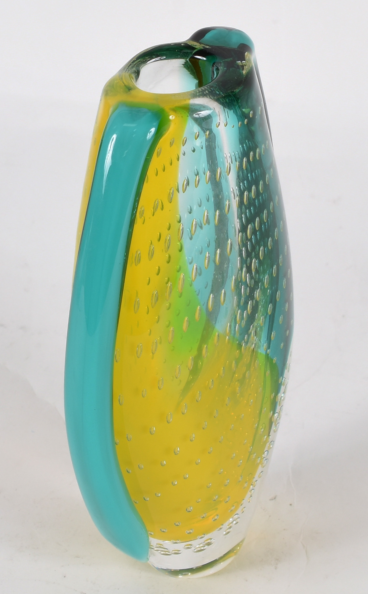 Vaso de murano azul e amarelo 20 cm - foto 1 de 3
