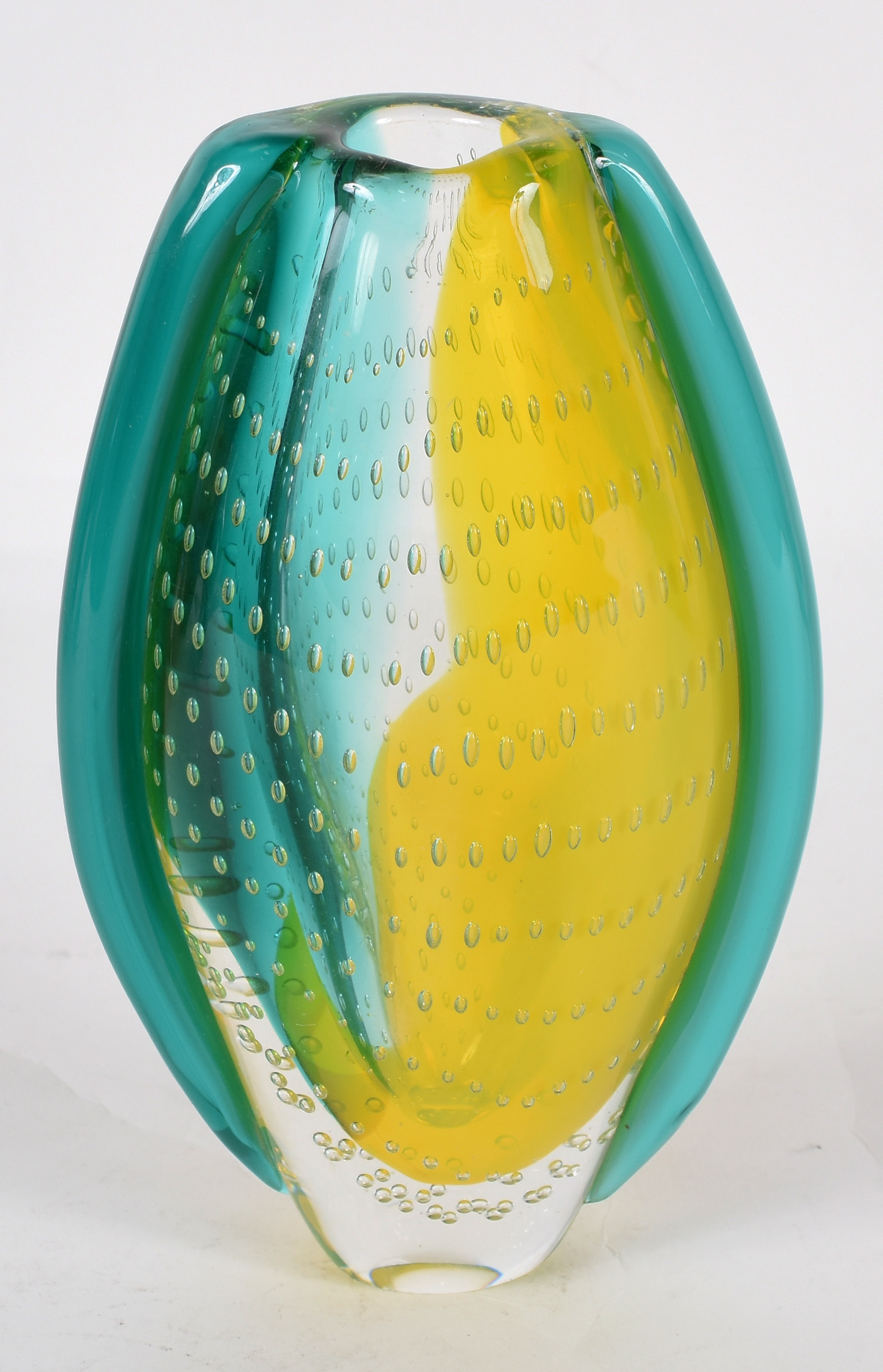 Vaso de murano azul e amarelo 20 cm - foto 2 de 3