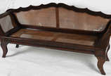 Canapé Império Brasileiro séc XIX  de madeira n... - Canapé Império Brasileiro séc XIX  de madeira nobre com encosto e assento de palhinha ( palhinha no estado)