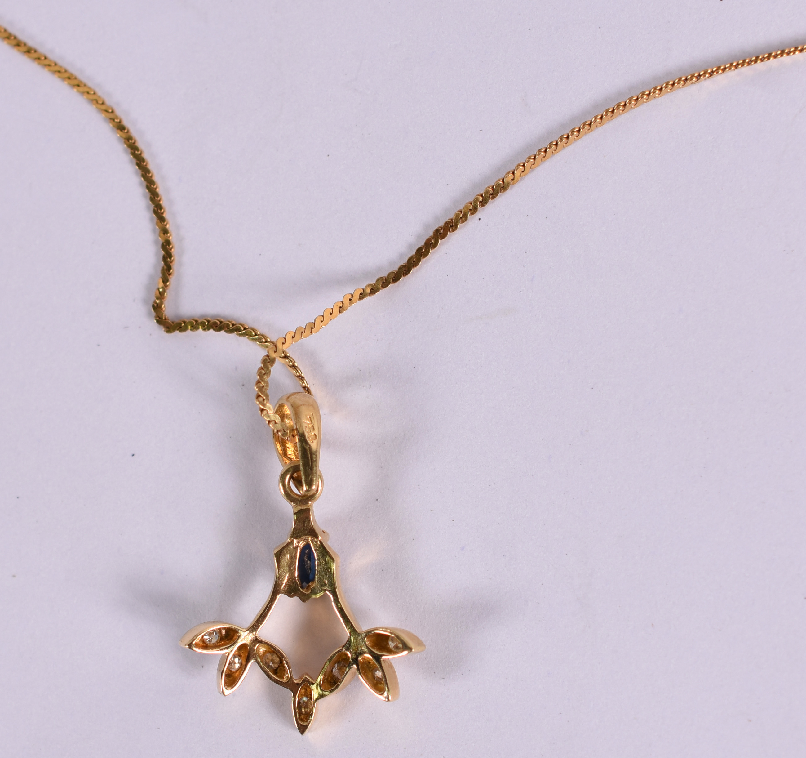 Colar de ouro 18 com pendente com brilhantes e turmalina . ( Por... - foto 3 de 4