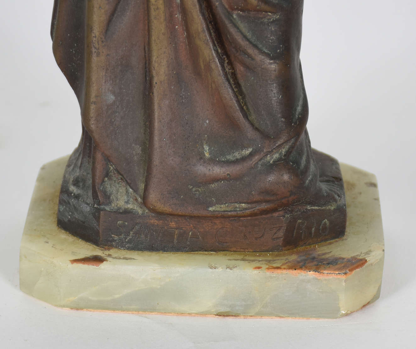 Sagrado Coração de Jesus Cristo de bronze, base de onix verde... - foto 3 de 4