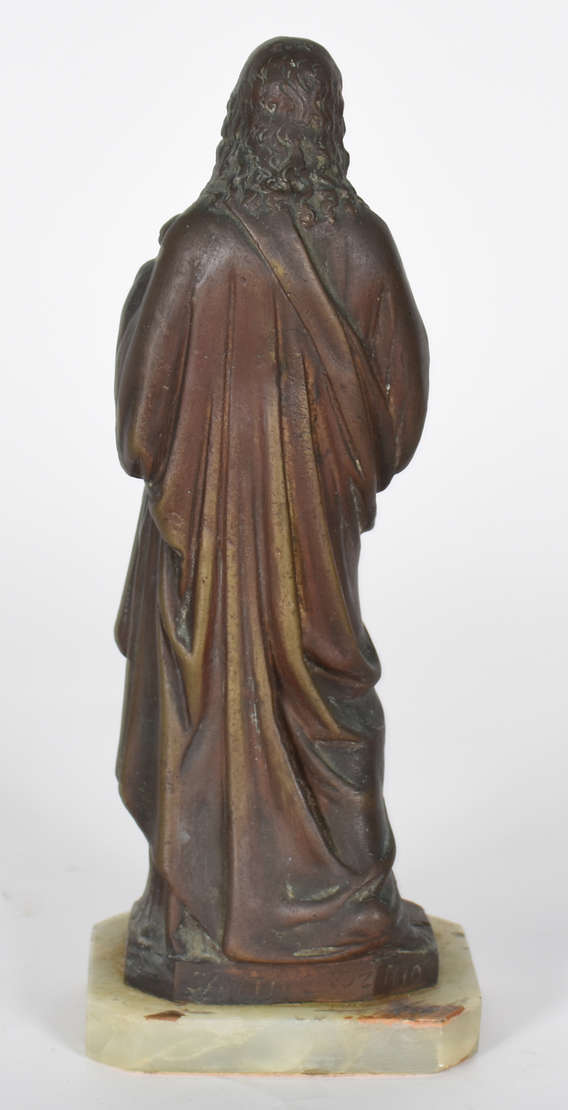 Sagrado Coração de Jesus Cristo de bronze, base de onix verde... - foto 4 de 4