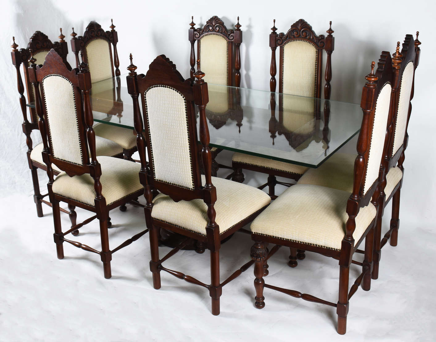 Mesa de jantar de madeira nobre, estilo colonial brasileiro, tampo de... - foto 1 de 5