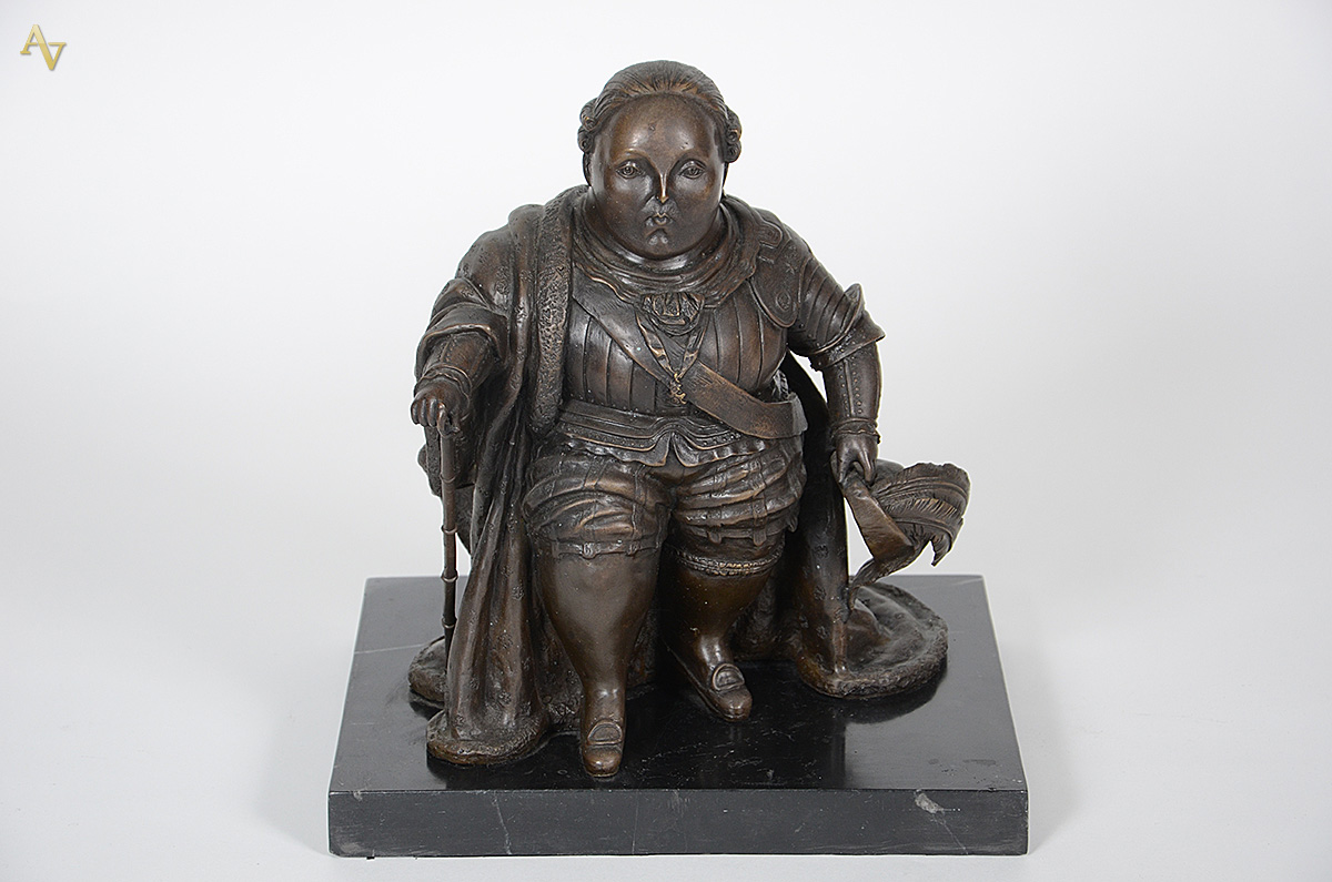 BOTERO - Escultura de bronze com base de mármore representando Luiz... - foto 1 de 4