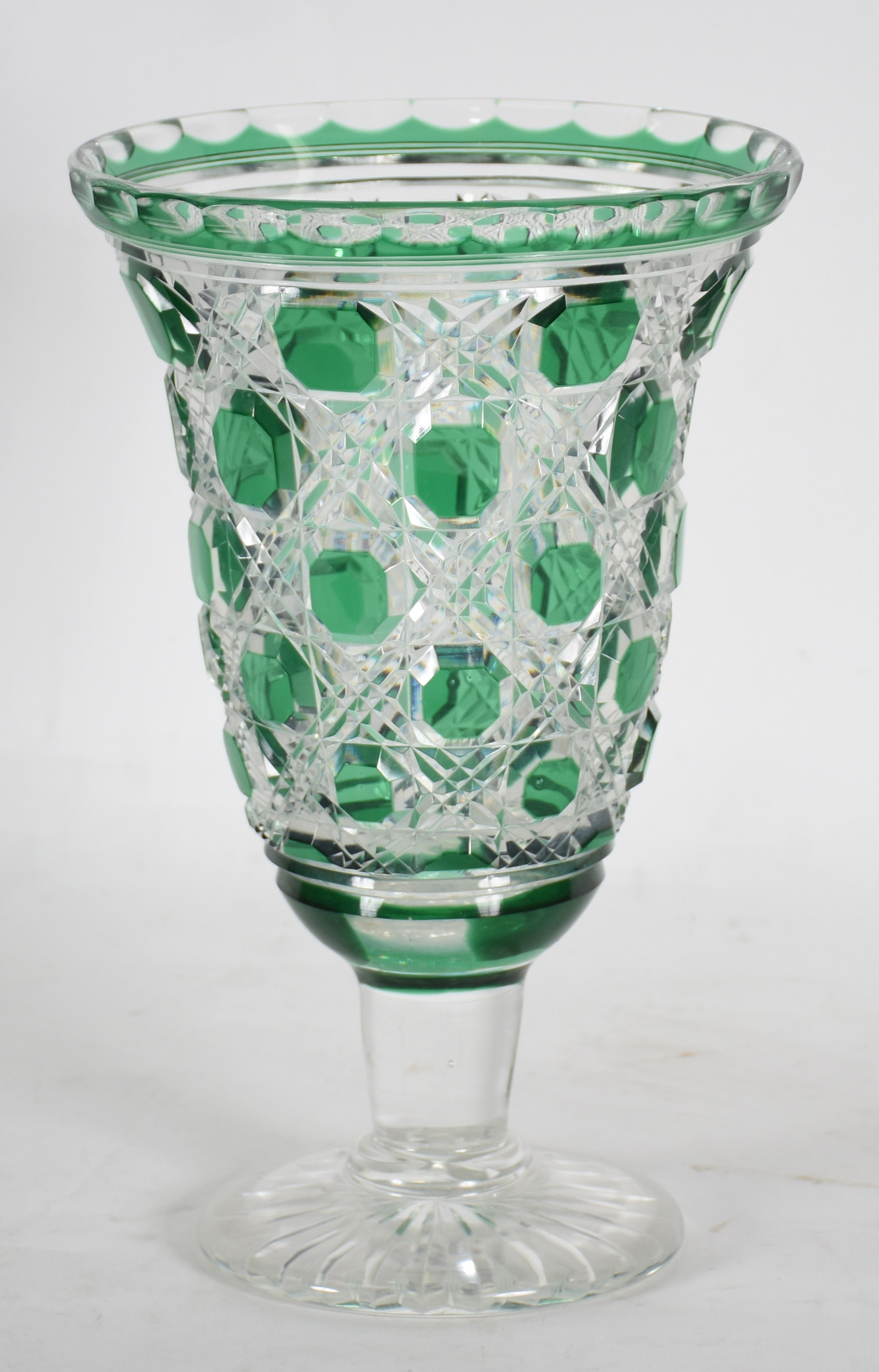 Vaso de cristal double lapidado verde . - foto 1 de 4