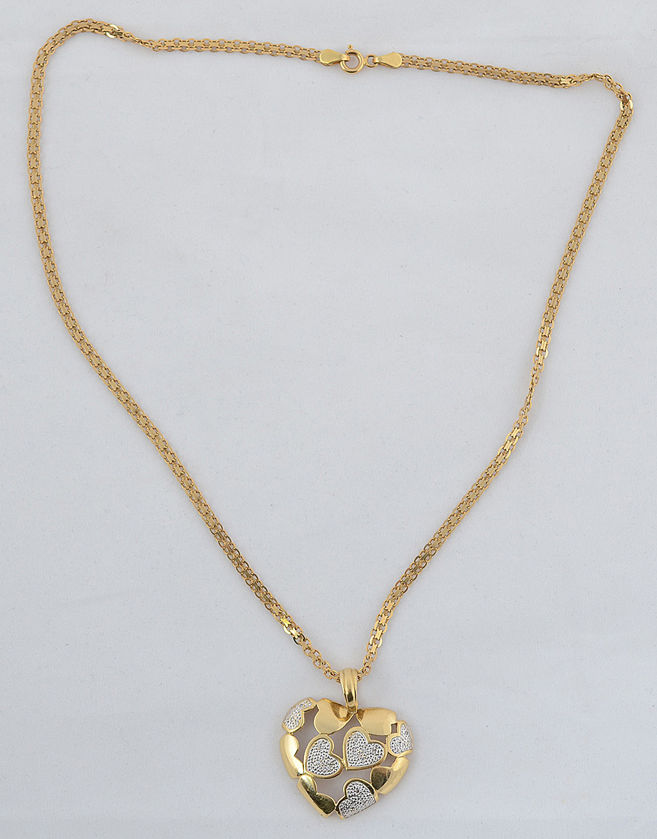 Gargantilha e pendente em forma de coração de ouro 18 k com... - foto 2 de 2