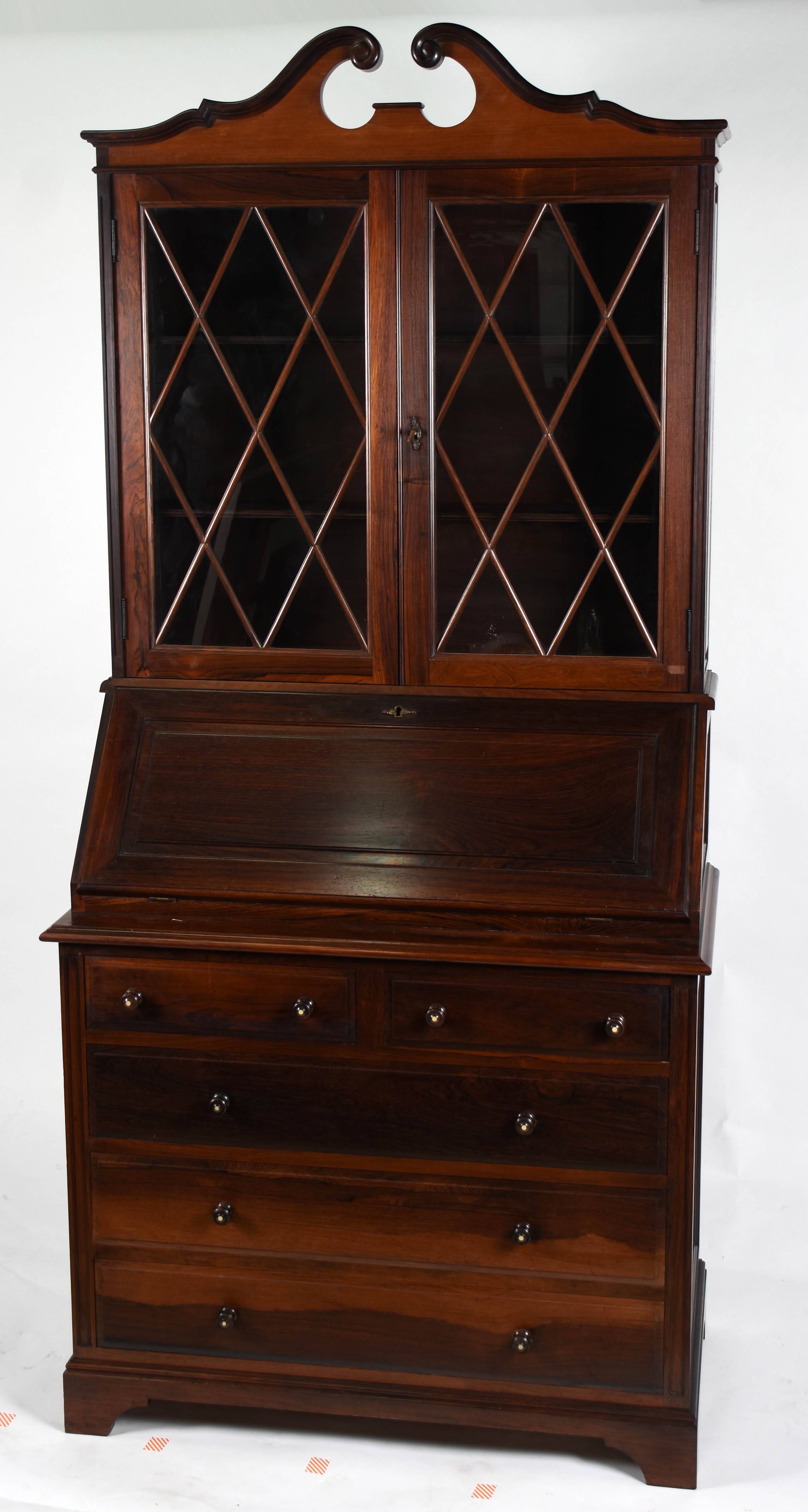 Bookcase de jacarandá com 5 gavetas , tampo articulado , 2 portas... - foto 1 de 6