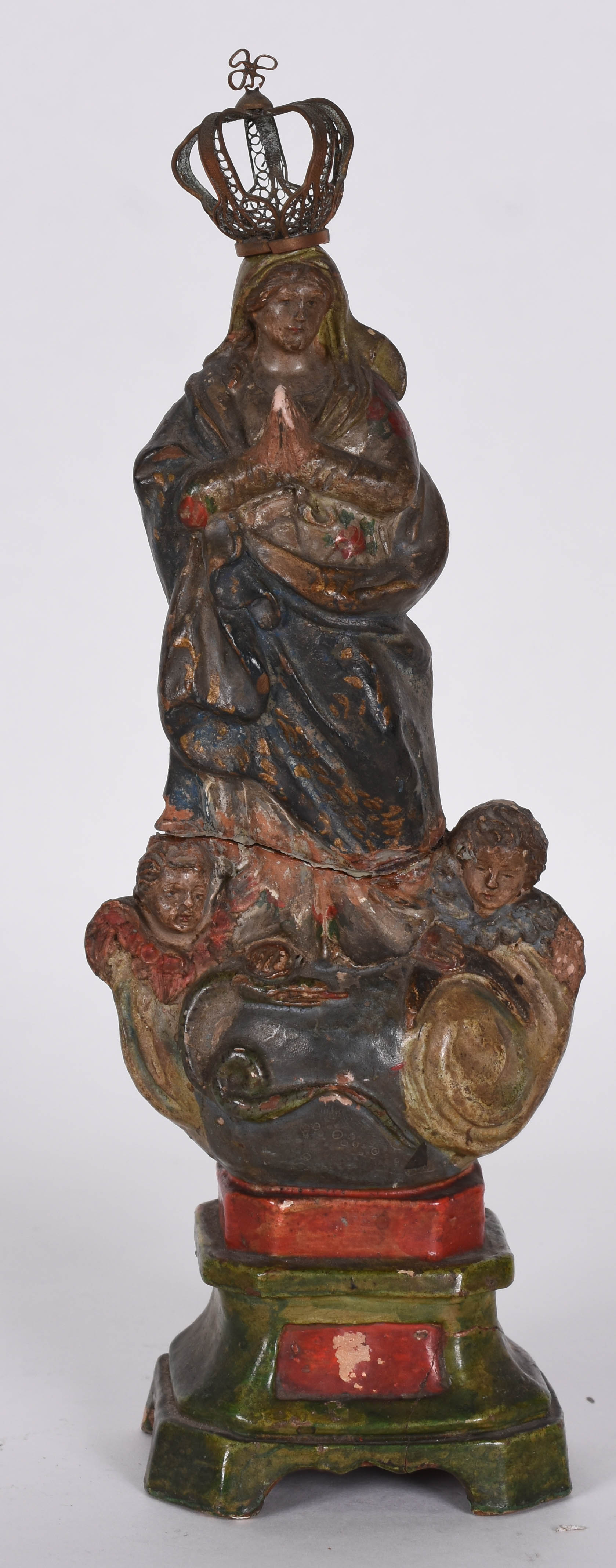 Imagem de N. Sra. em terracota policromada , com coroa. - foto 1 de 6