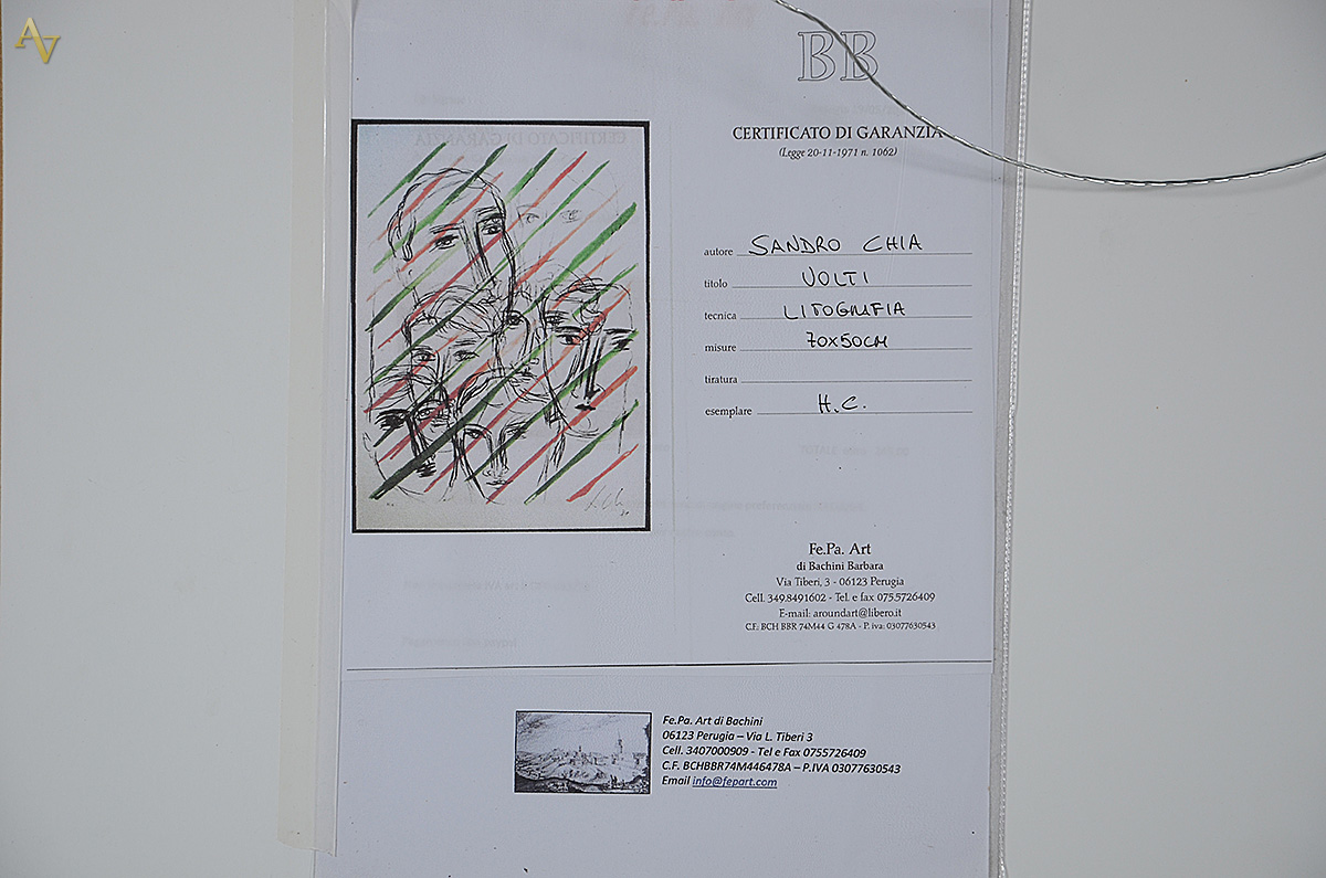 SANDRO CHIA - Volti - litografia H. C. - 50 x 70 (com certificado) - foto 5 de 5