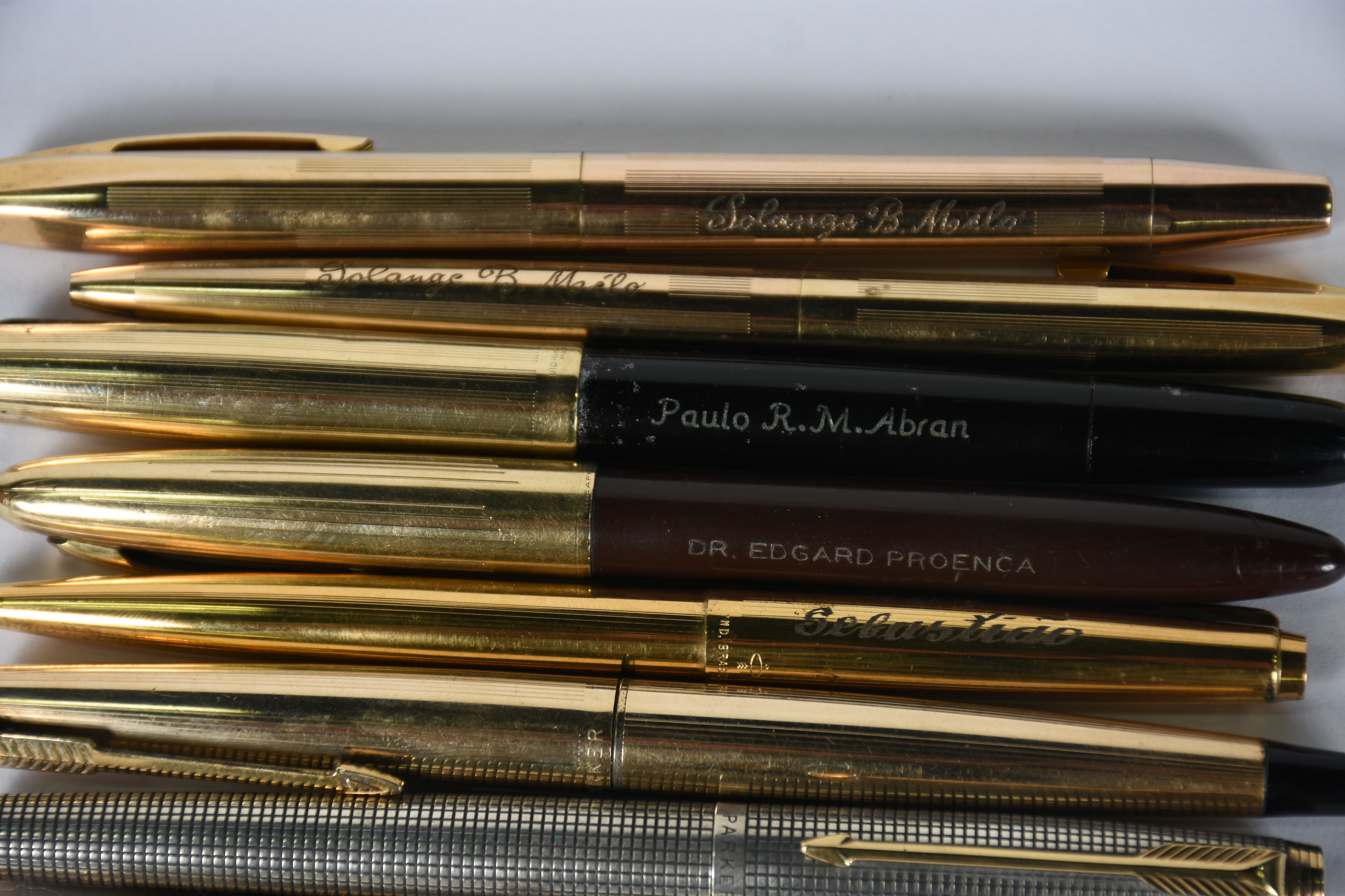 Sete canetas variadas , Parker e Sheaffer , 5 com nomes gravados e 3... - foto 8 de 8