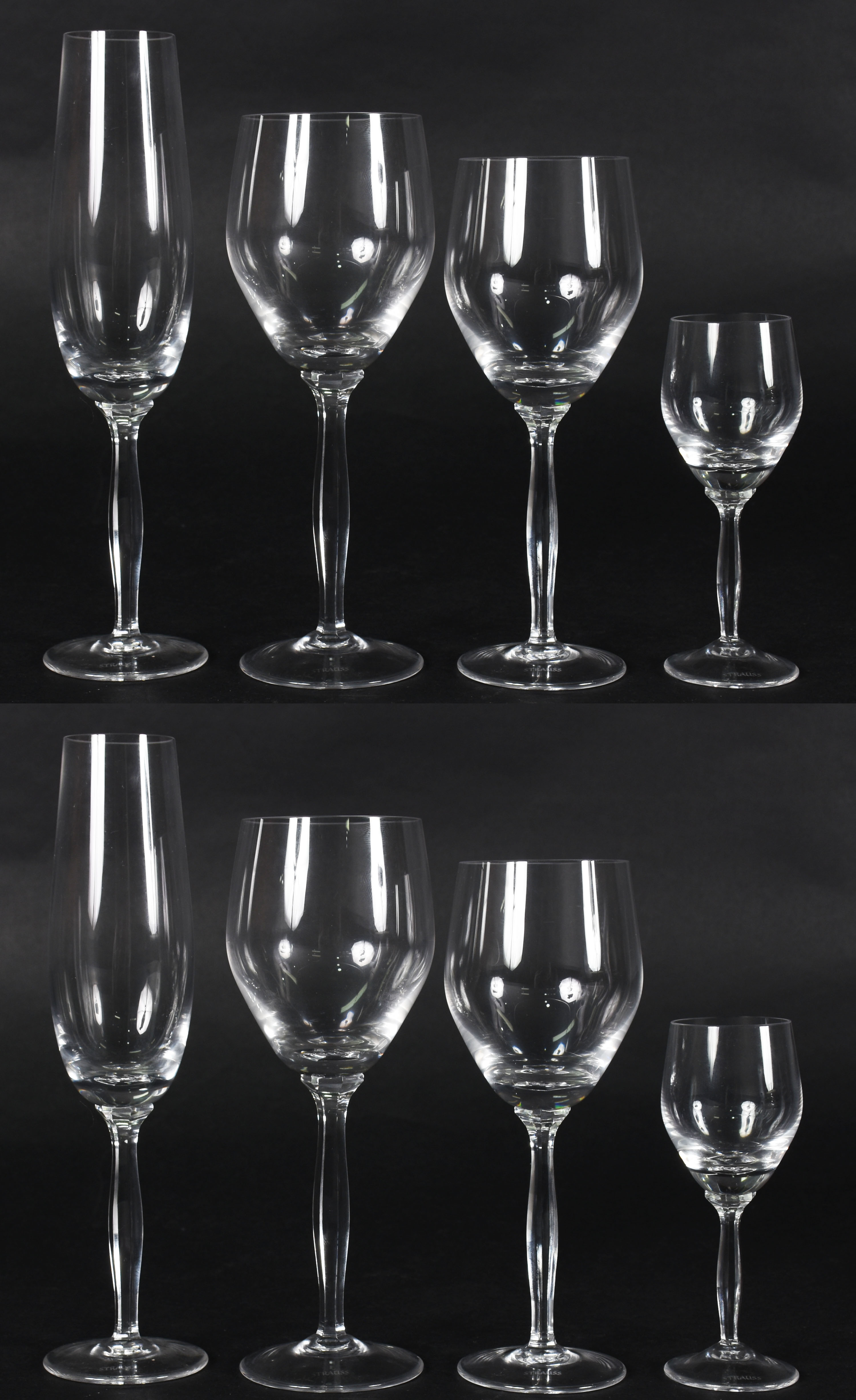 Serviço de cristal STRAUSS composto de 11 flutes , 8 cálices para... - foto 1 de 4
