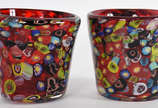 Dois cachepot pequenos  de Murano  "milifiori" ... - Dois cachepot pequenos  de Murano  "milifiori" em policromia.