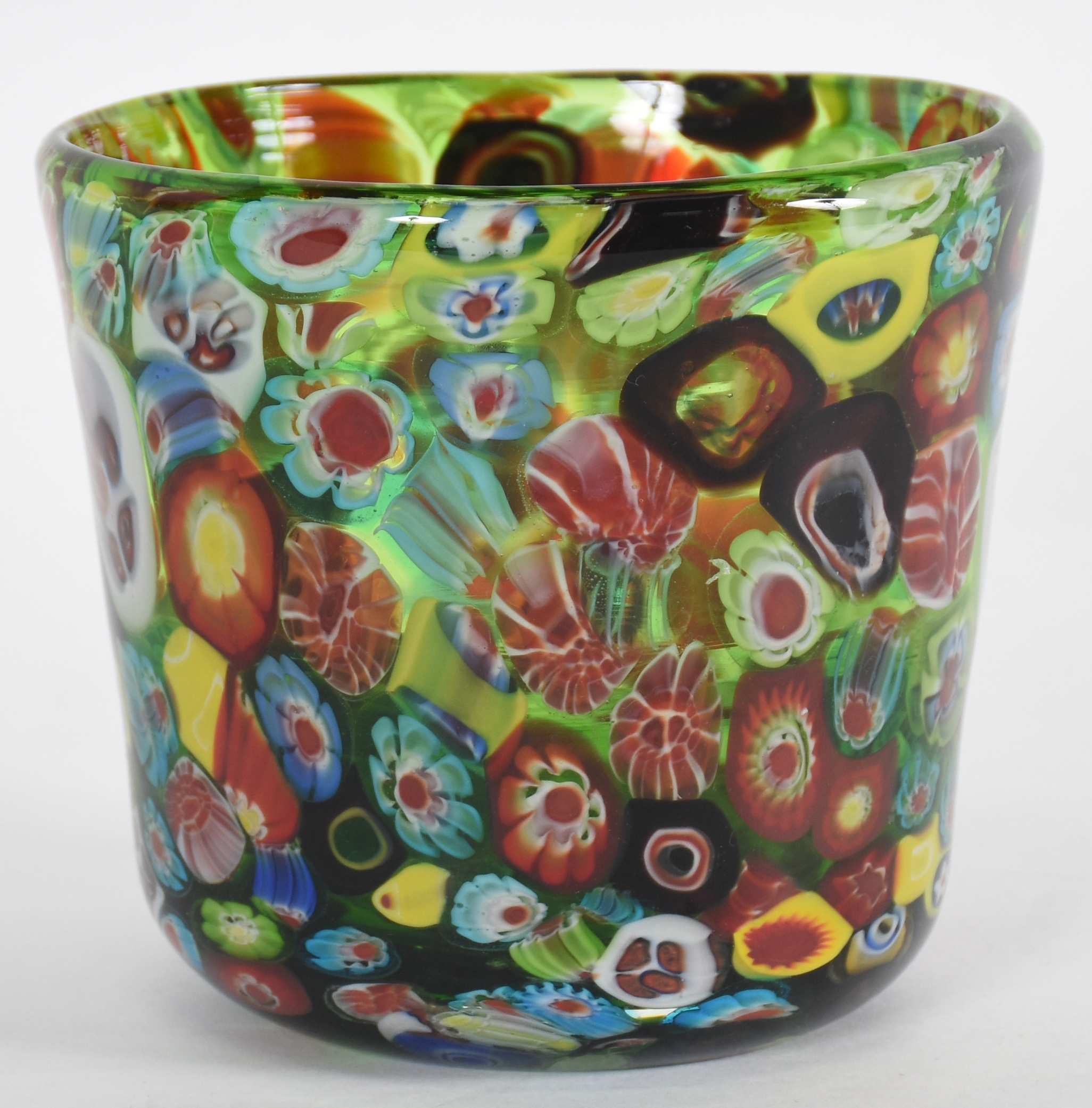 Cachepot de Murano verde pequeno "milifiori" em policromia. - foto 2 de 3