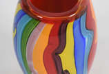 Vaso  de Murano policromado com listras . - Vaso  de Murano policromado com listras .