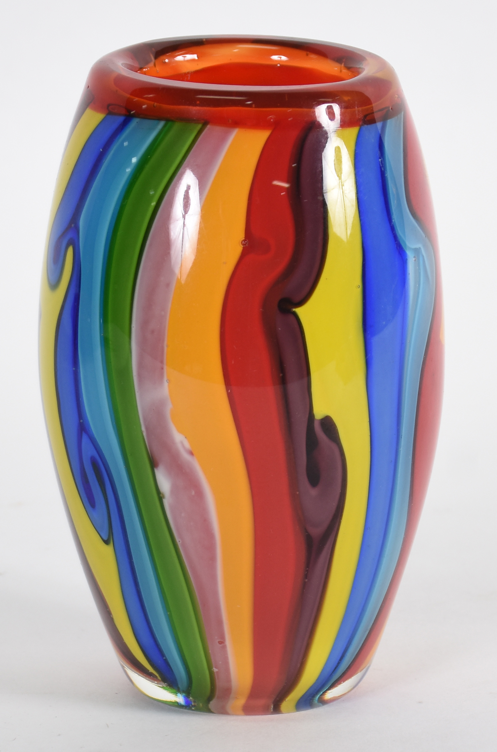 Vaso de Murano policromado com listras . - foto 1 de 3