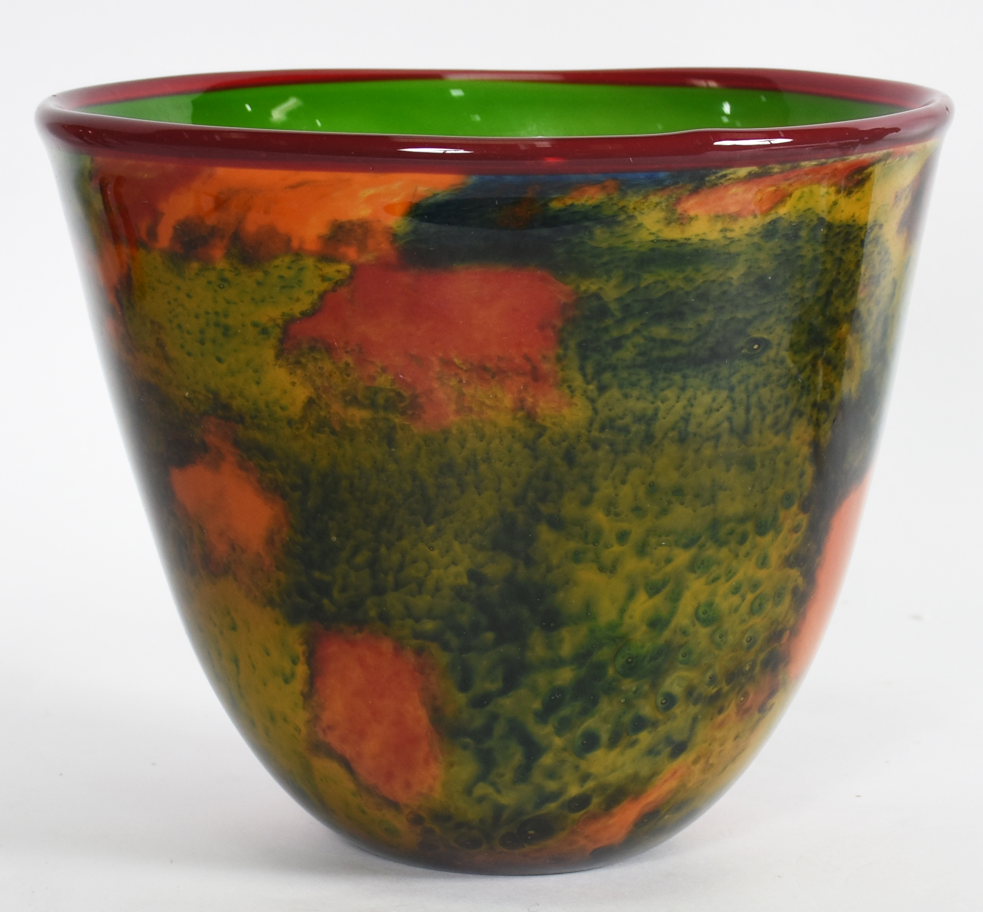 Cachepot de Murano mesclado verde e vermelho. - foto 1 de 4