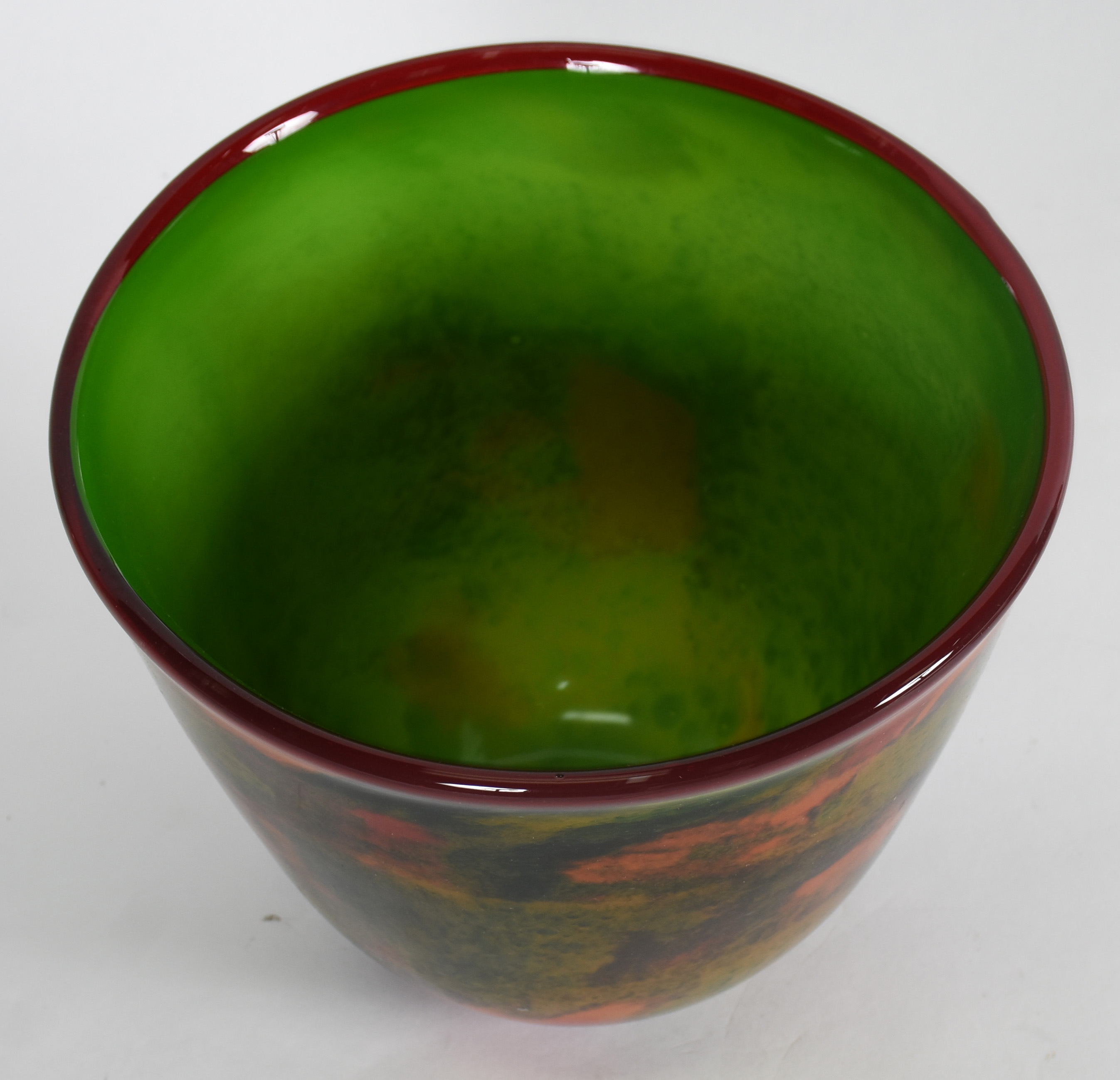 Cachepot de Murano mesclado verde e vermelho. - foto 3 de 4