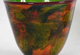 Cachepot de Murano mesclado verde e vermelho. - Cachepot de Murano mesclado verde e vermelho.