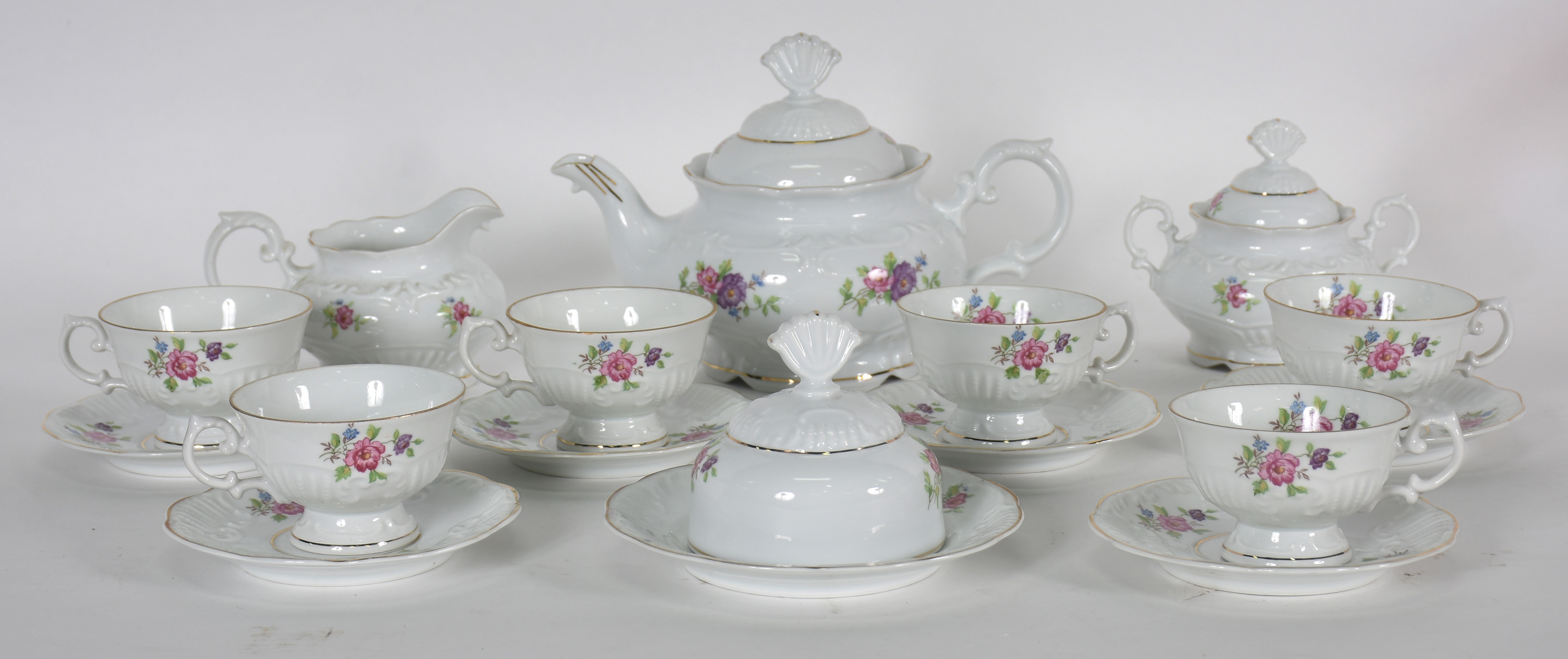Aparelho para chá de porcelana Schmitdt , composto de : 6 xícaras com... - foto 2 de 3