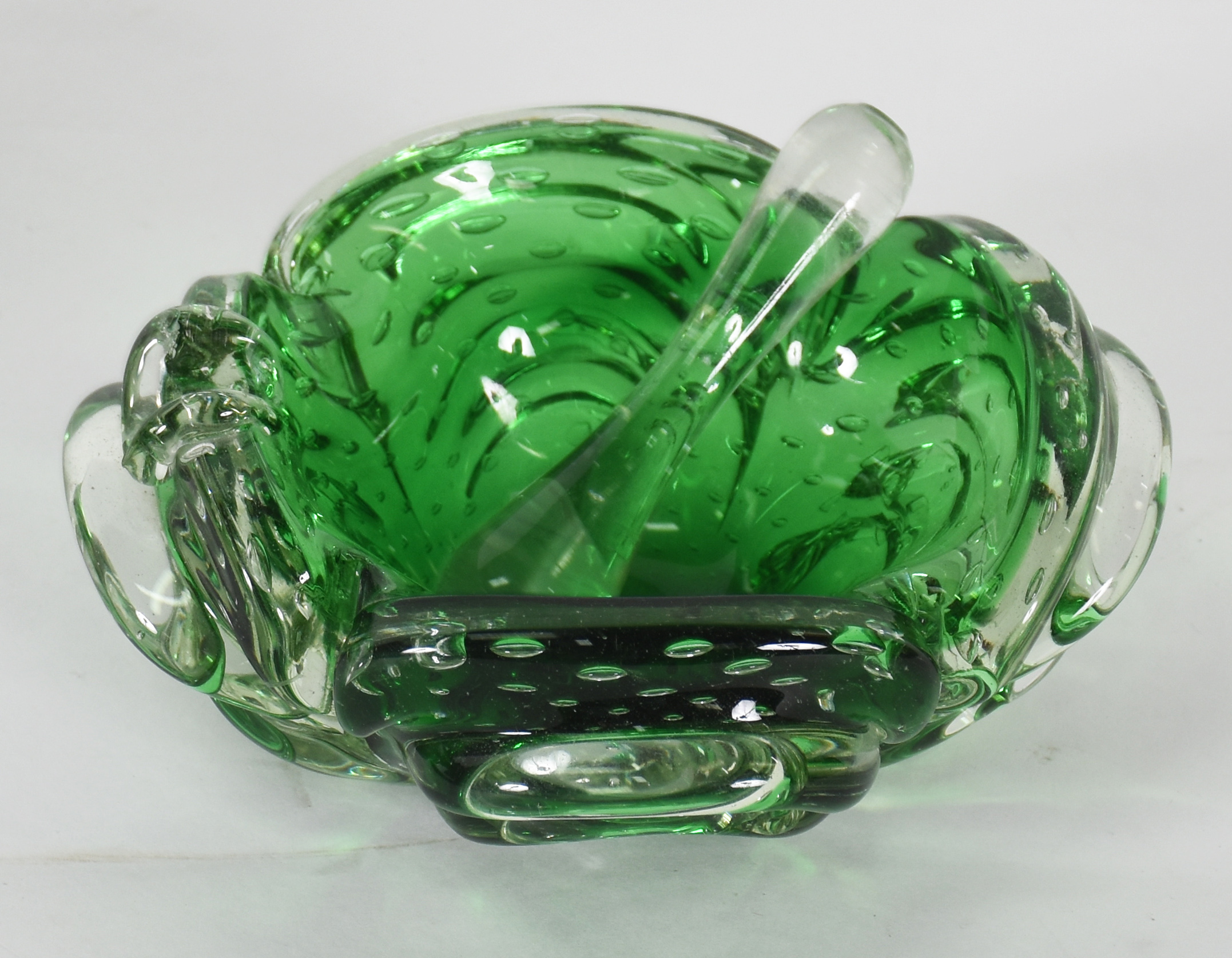 Cinzeiro de Murano italiano na cor verde, com soquete . - foto 1 de 4