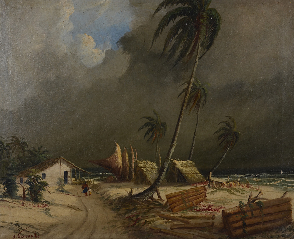 J. CARVALHO - Praia com jangadas - ost - 60 x 72 - foto 2 de 3