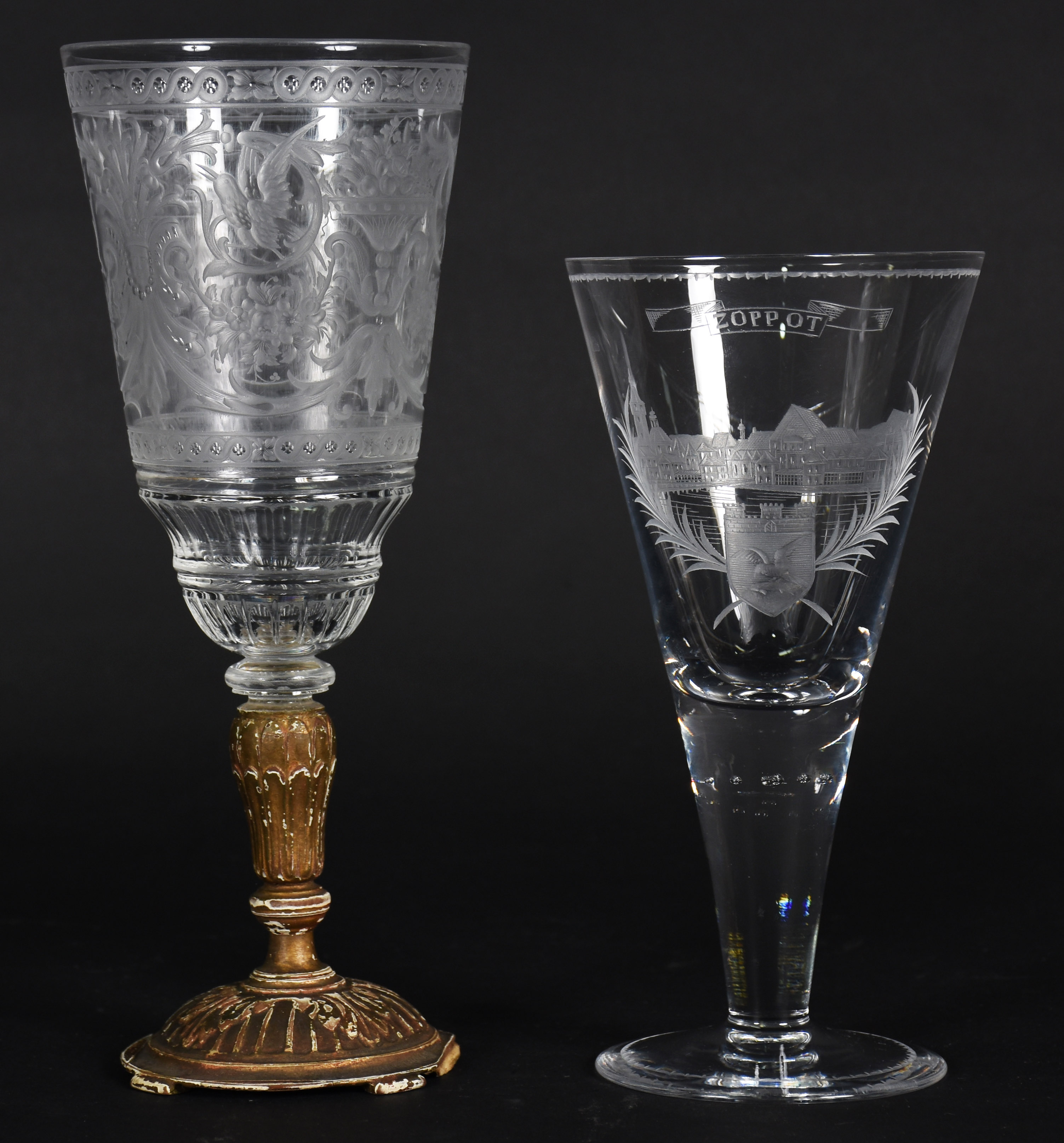 Dois cálices de cristal de coleção, ricamente decorados... - foto 1 de 6