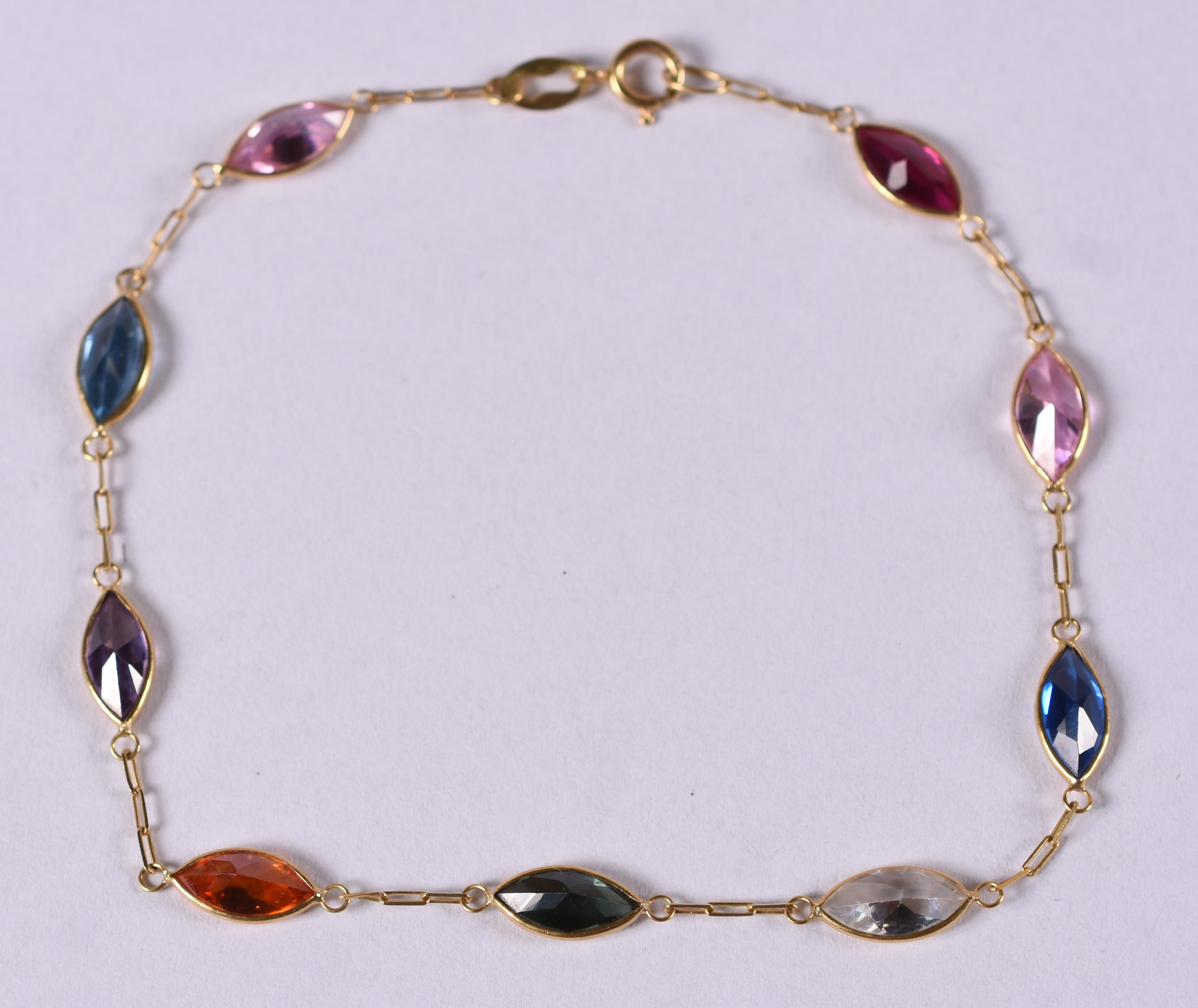 Pulseira de ouro 18 k amarelo e pedras coloridas . ( Por questão de... - foto 1 de 2