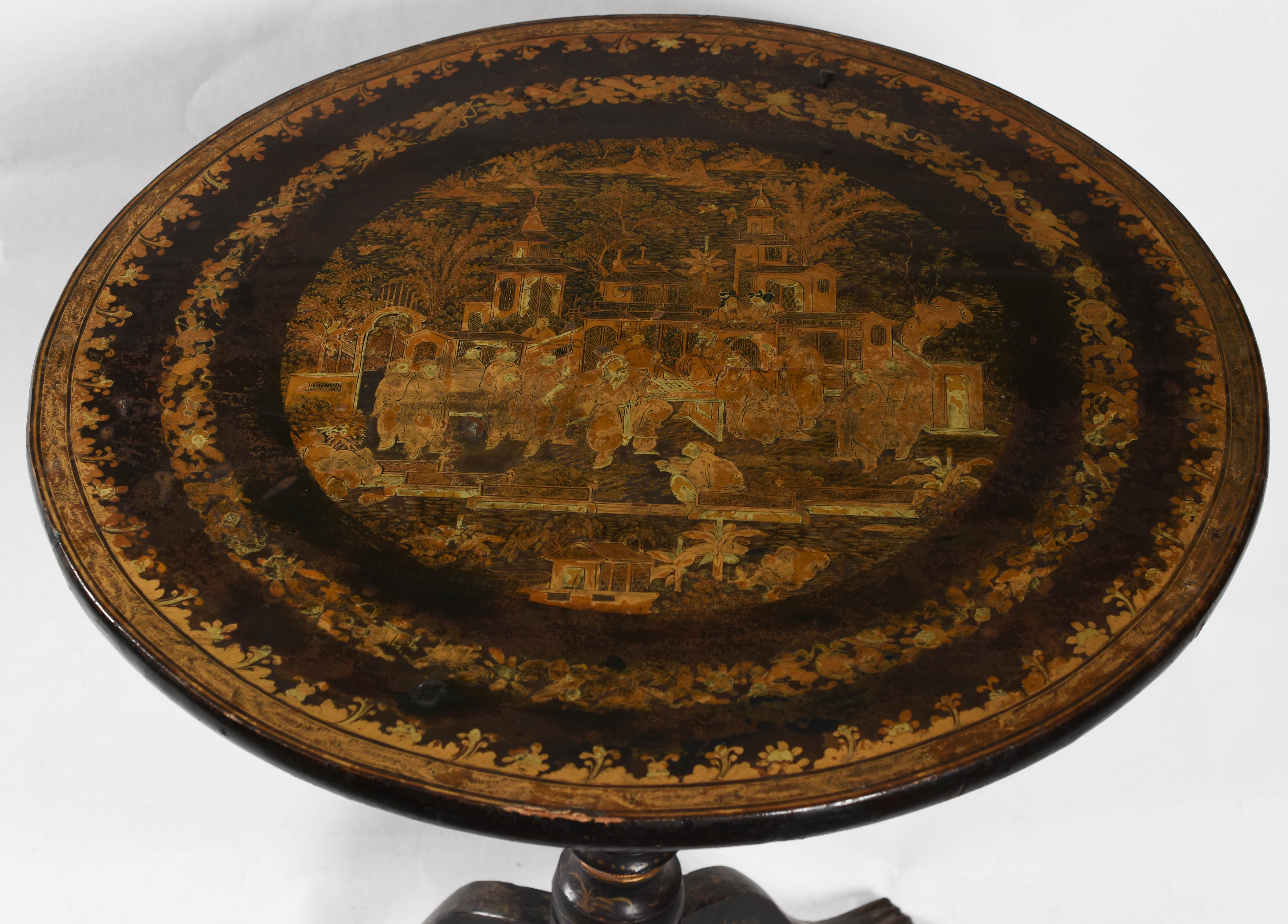 Mesa tilt top “Chinoiserie” - oriental – Tampo basculante – Base com... - foto 2 de 4