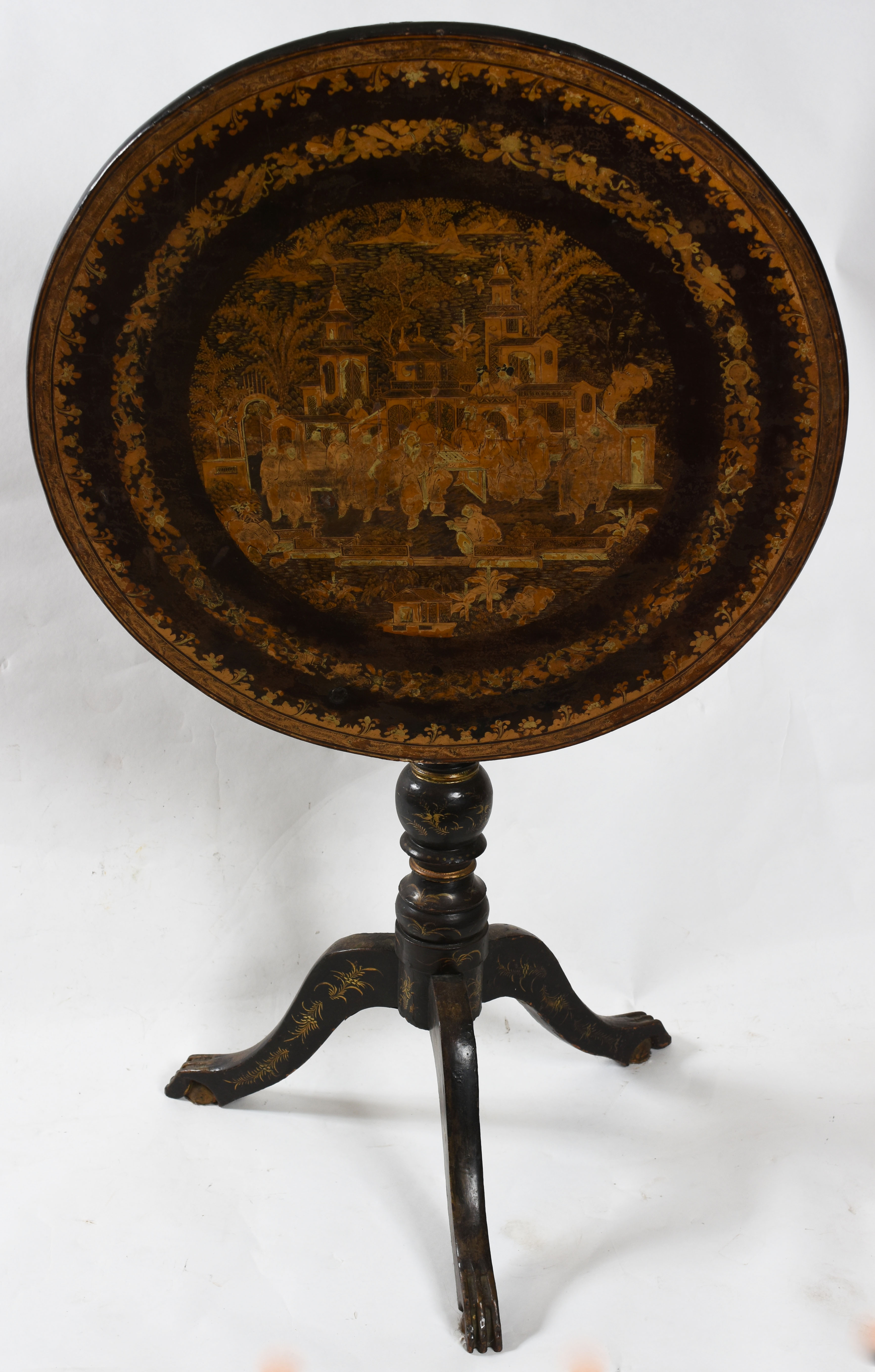 Mesa tilt top “Chinoiserie” - oriental – Tampo basculante – Base com... - foto 3 de 4