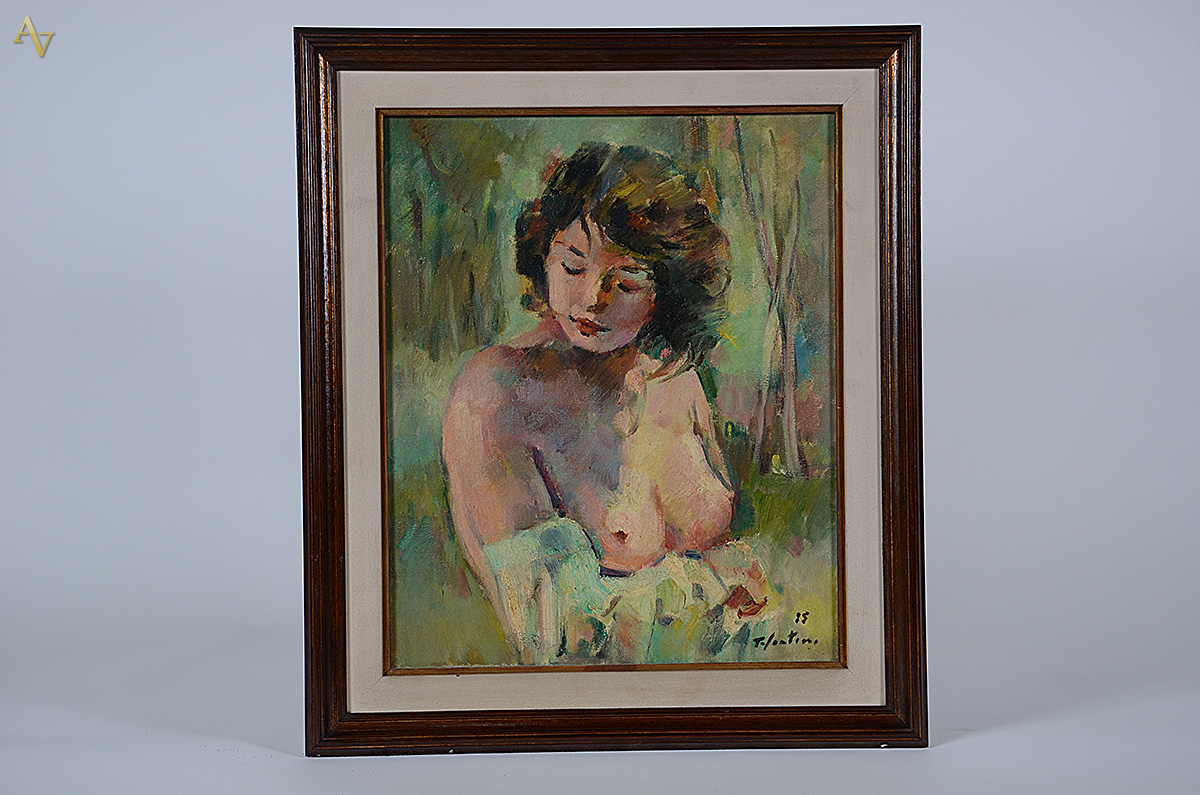 TOLENTINO - Figura feminina - ost - 46 x 38 (moldura com cupim). - foto 1 de 3